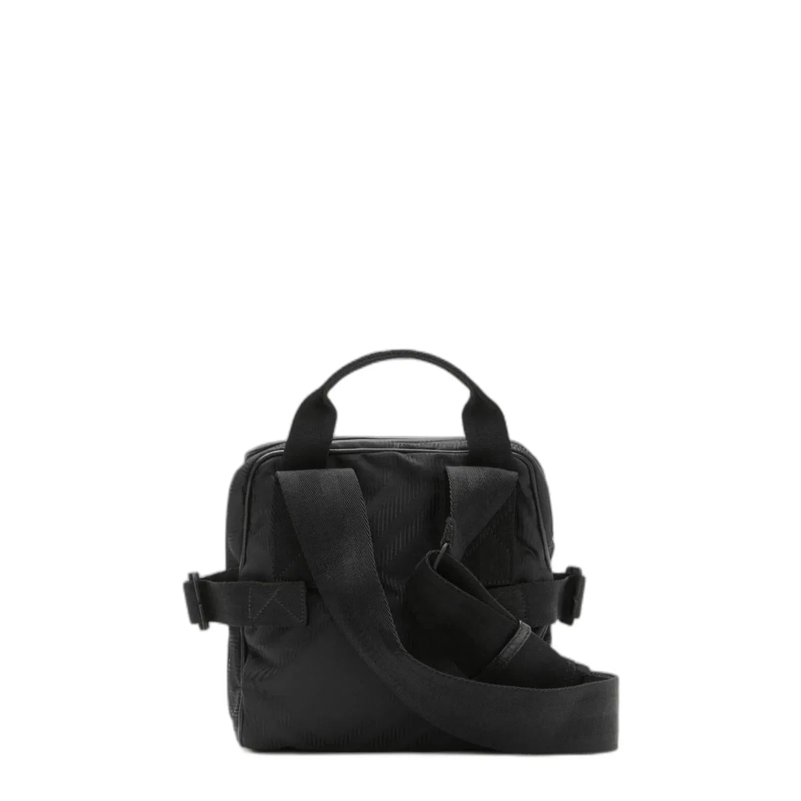Check Jacquard Crossbody Bag in Black
