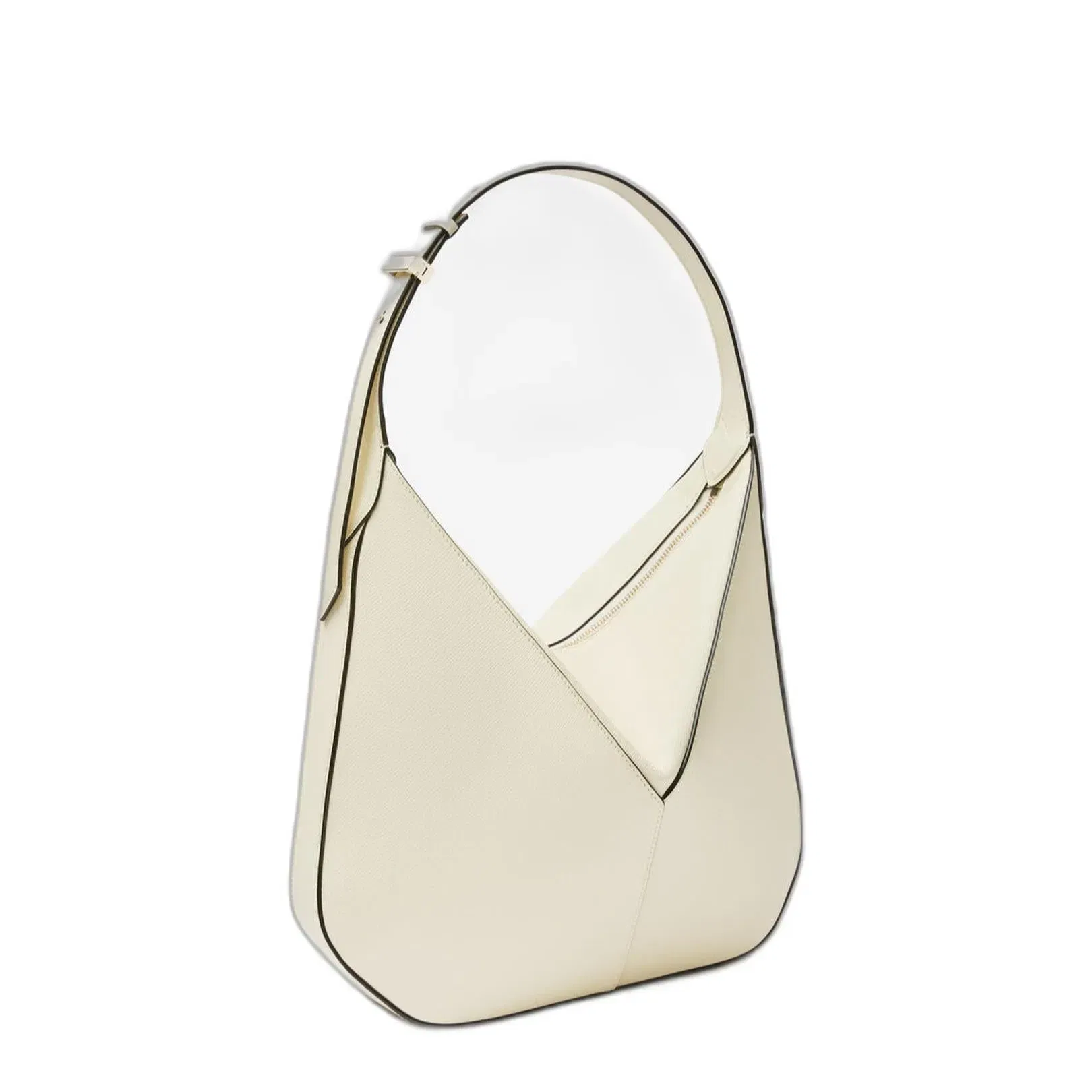 Camel Brown Leather Pebbled Texture Top Zip Fastening Panelled Design Adjustable Shoulder Strap