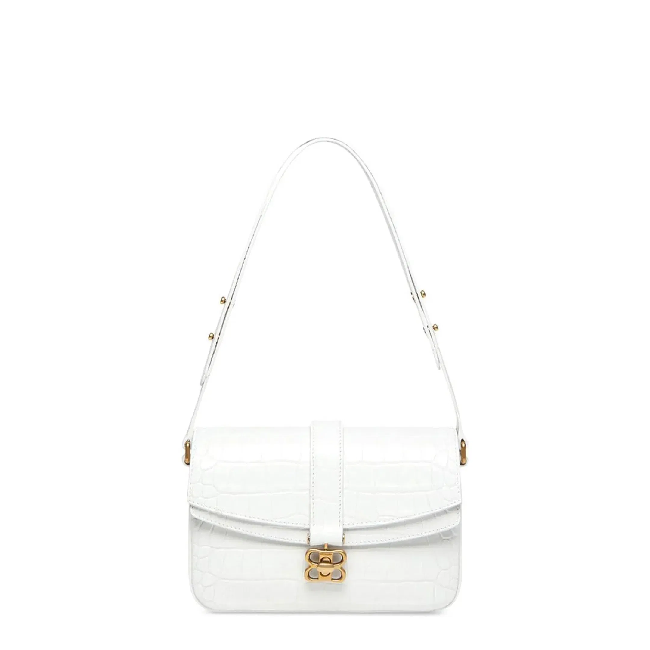 Clamshell Bag Embossed Shoulder Bag In White