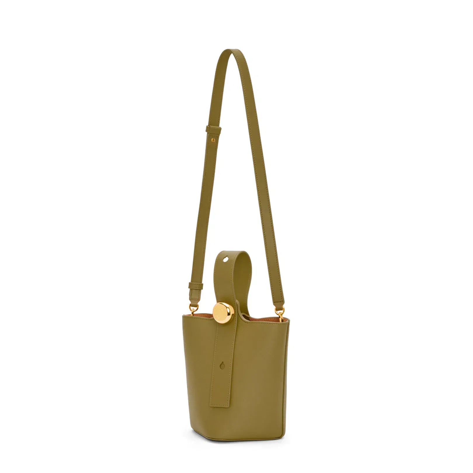 Pebble Mini Leather Bucket Bag - Green