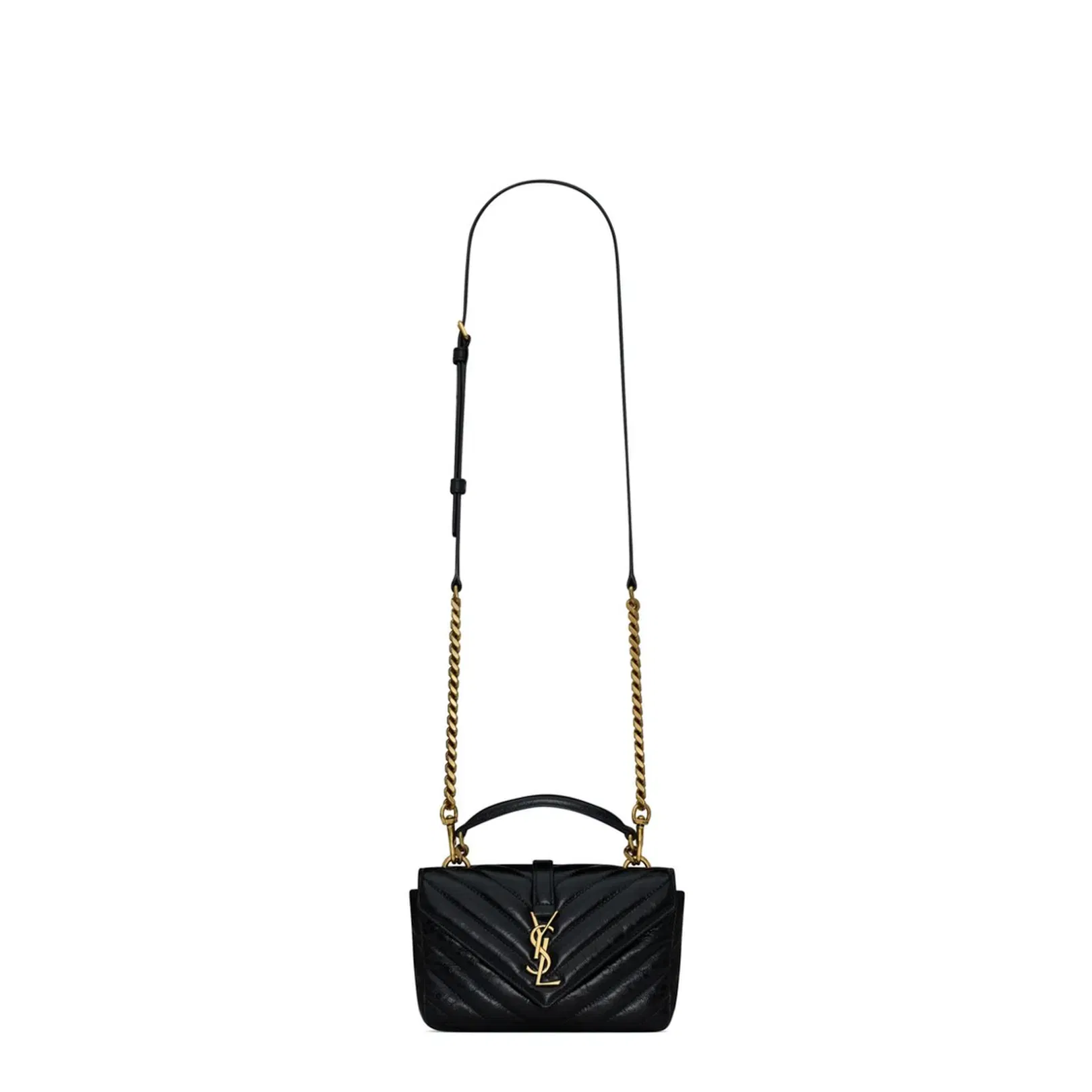 College Mini Leather Shoulder Bags - Black