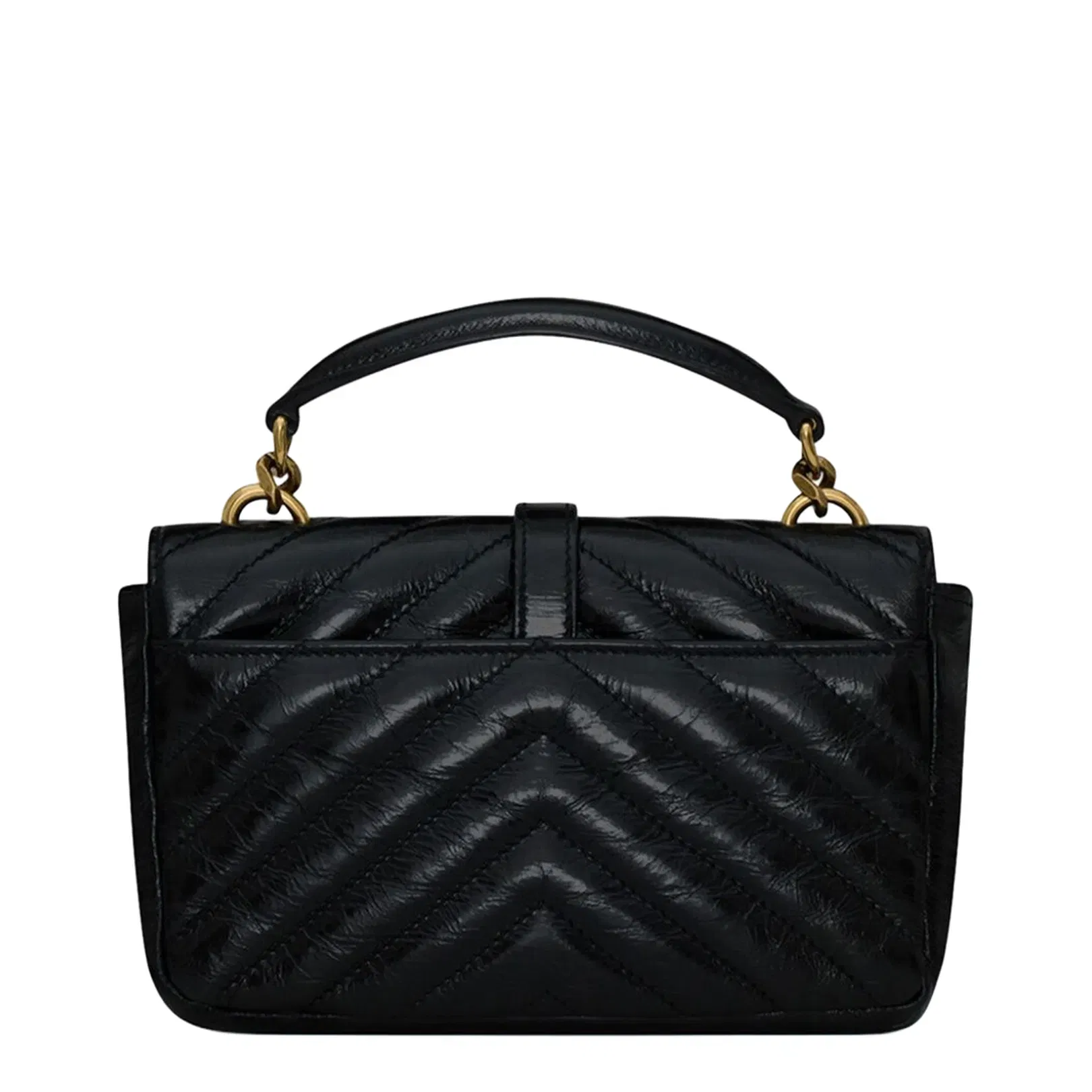 College Mini Leather Shoulder Bags - Black