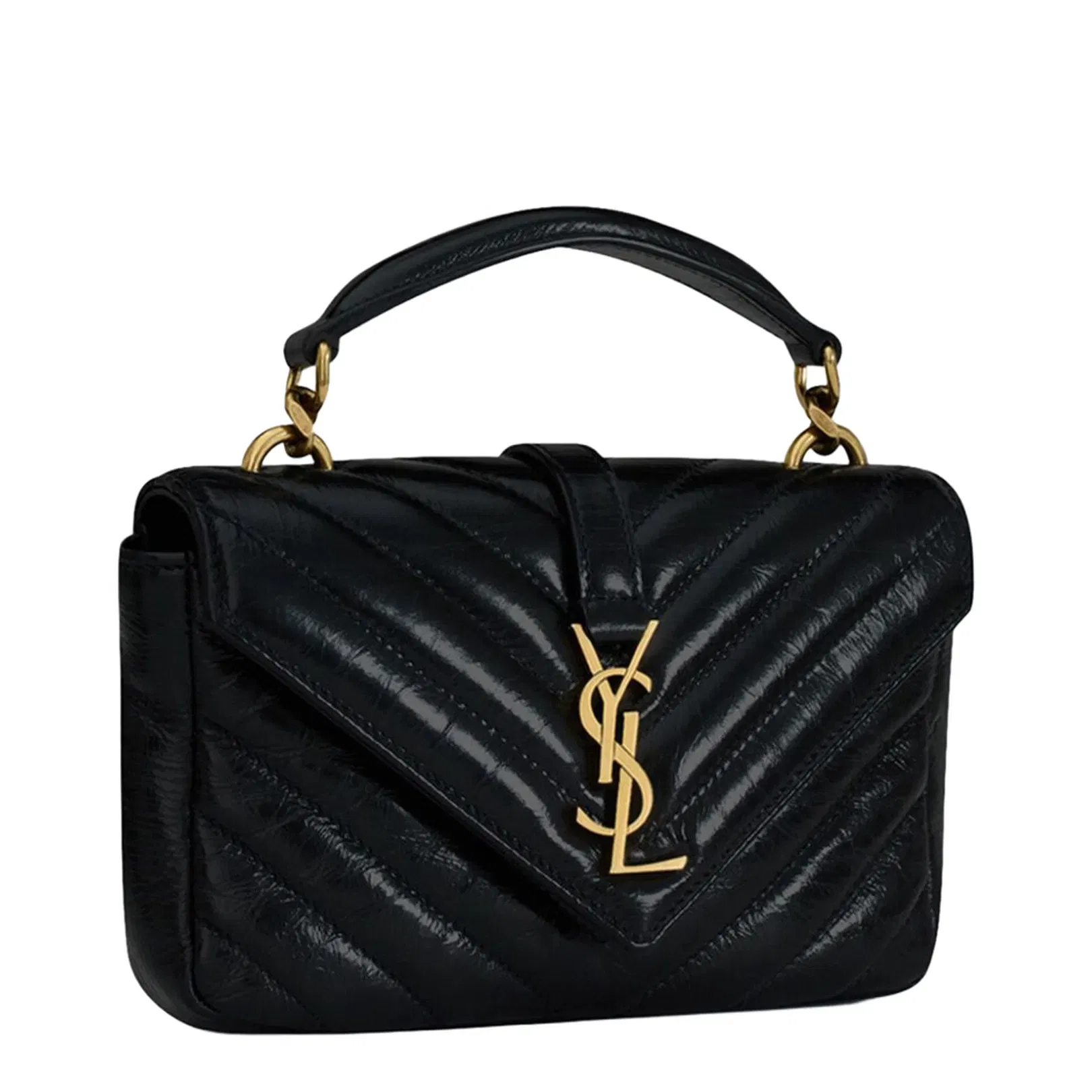 College Mini Leather Shoulder Bags - Black