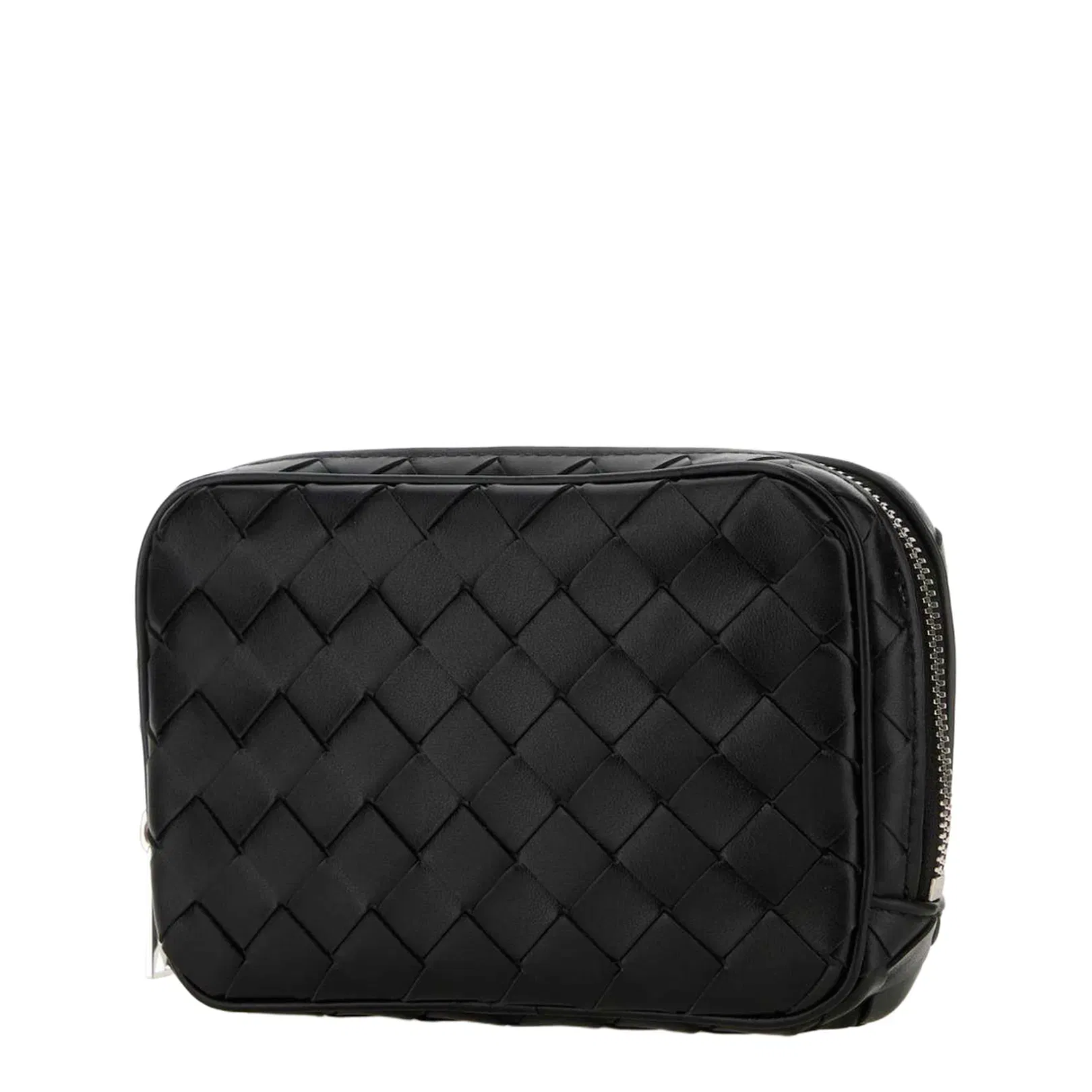 Black Leather Small Intrecciato Beauty Case