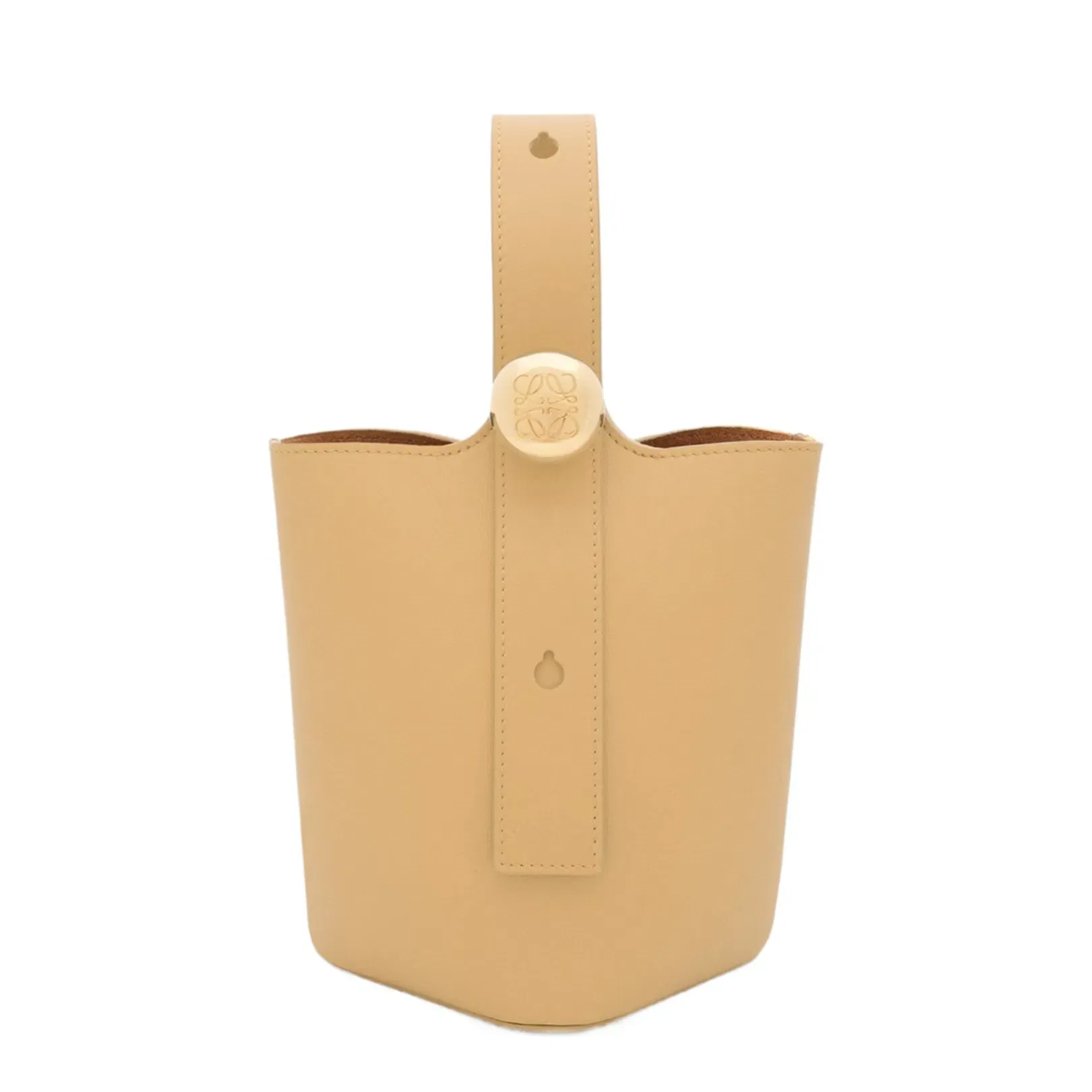 Pebble Mini Leather Bucket Bag - Nude