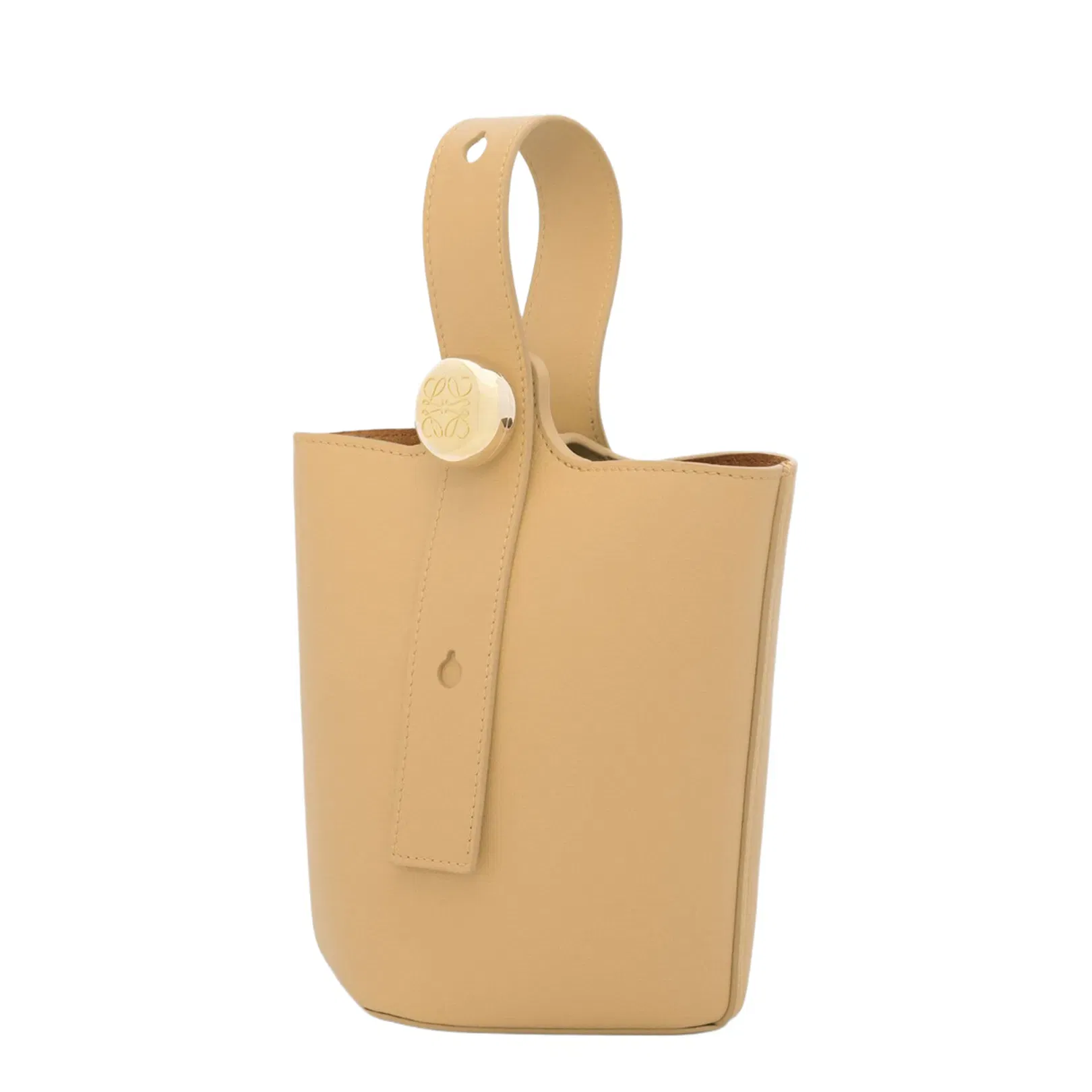 Pebble Mini Leather Bucket Bag - Nude