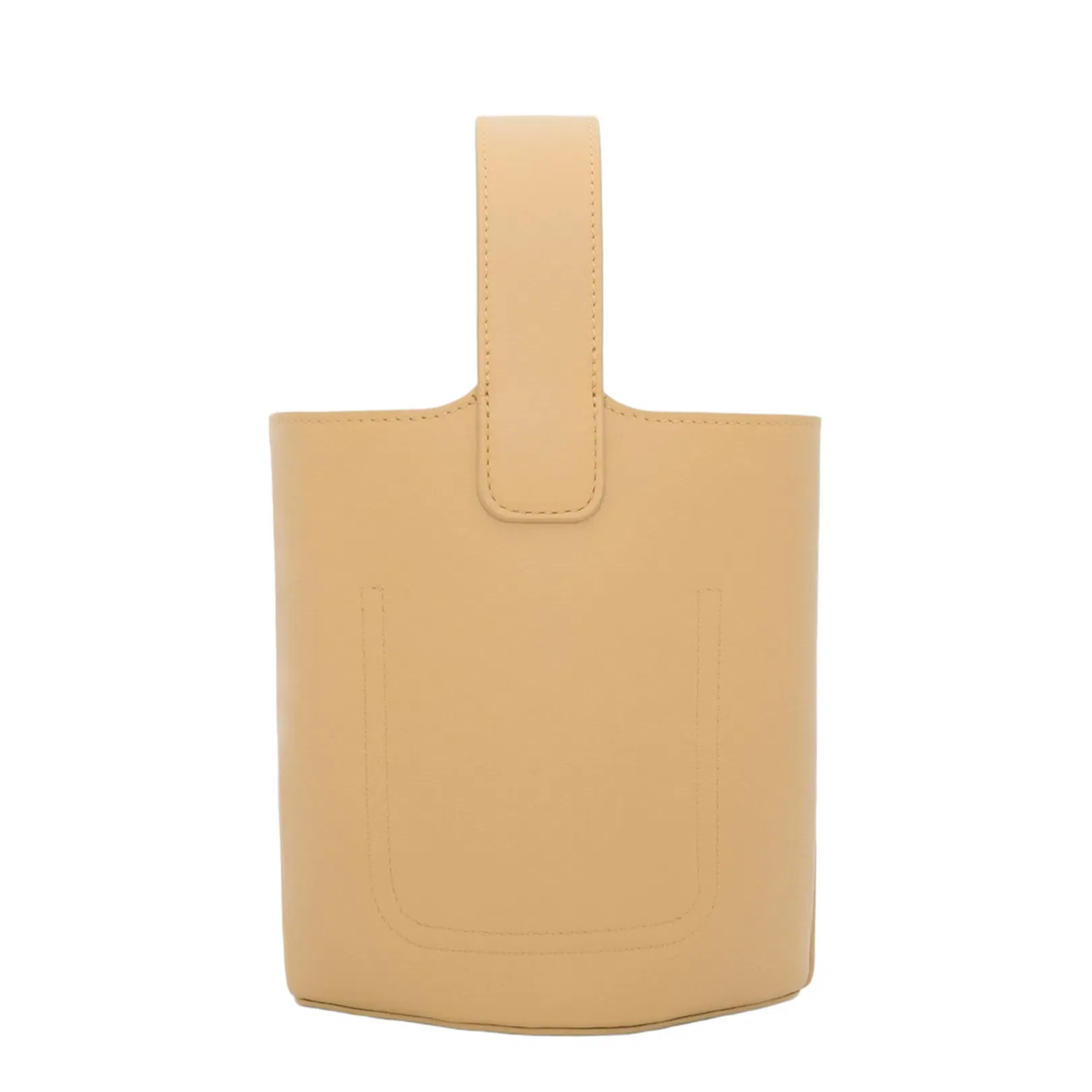 Pebble Mini Leather Bucket Bag - Nude