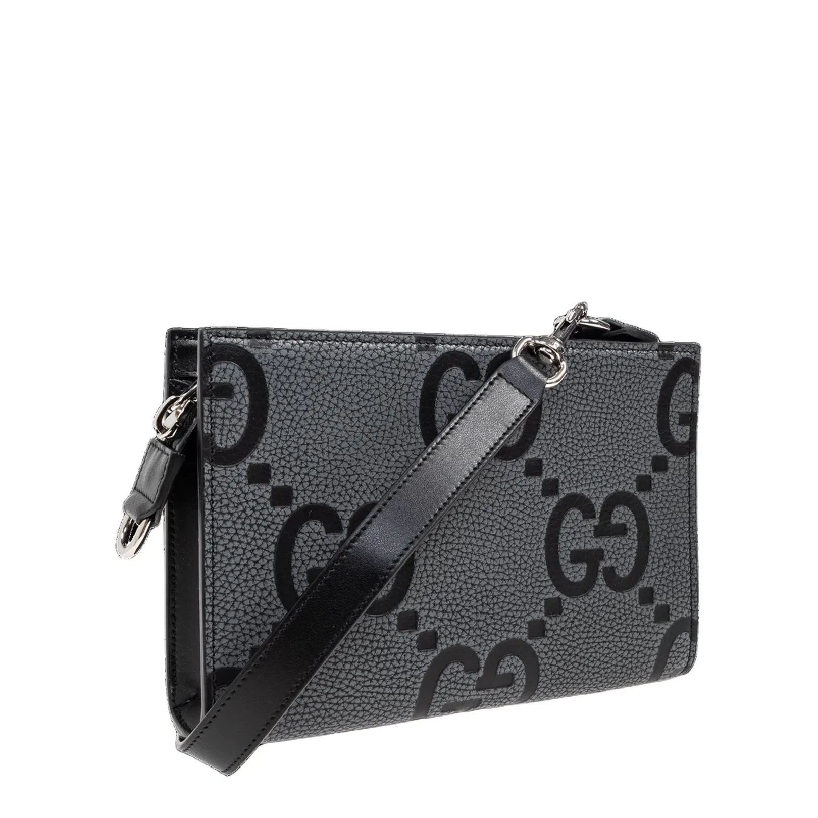 GG Jumbo Small Leather Crossbody Bag - Gray