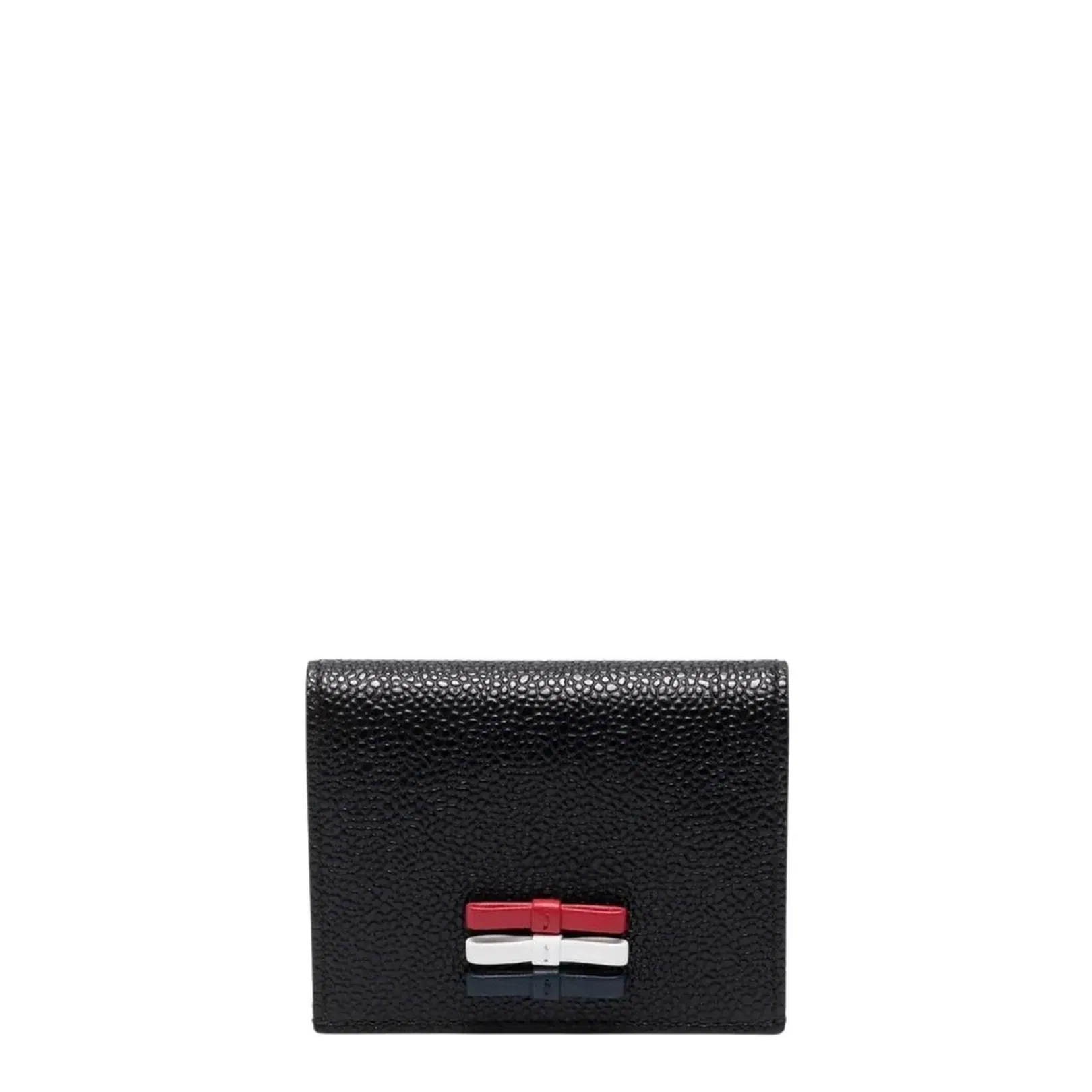 3-Bow Double Card Holder in Pebble Grain Leather