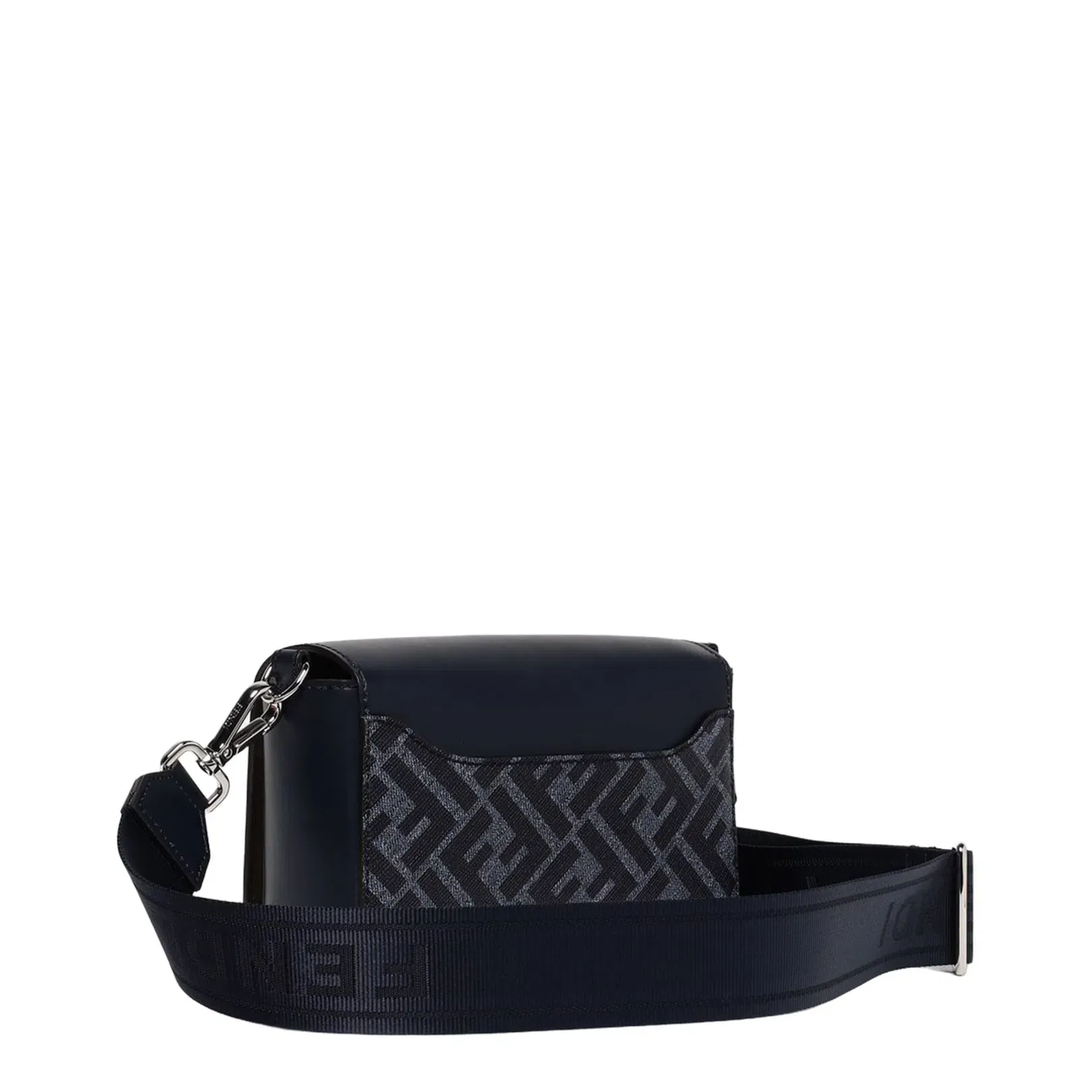 FF Squared Leather And FF Canvas Dark Blue Compact Bag