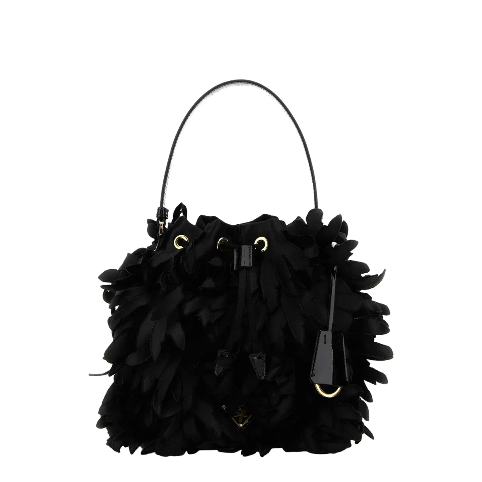 Embellished Satin Mini Bucket Bag