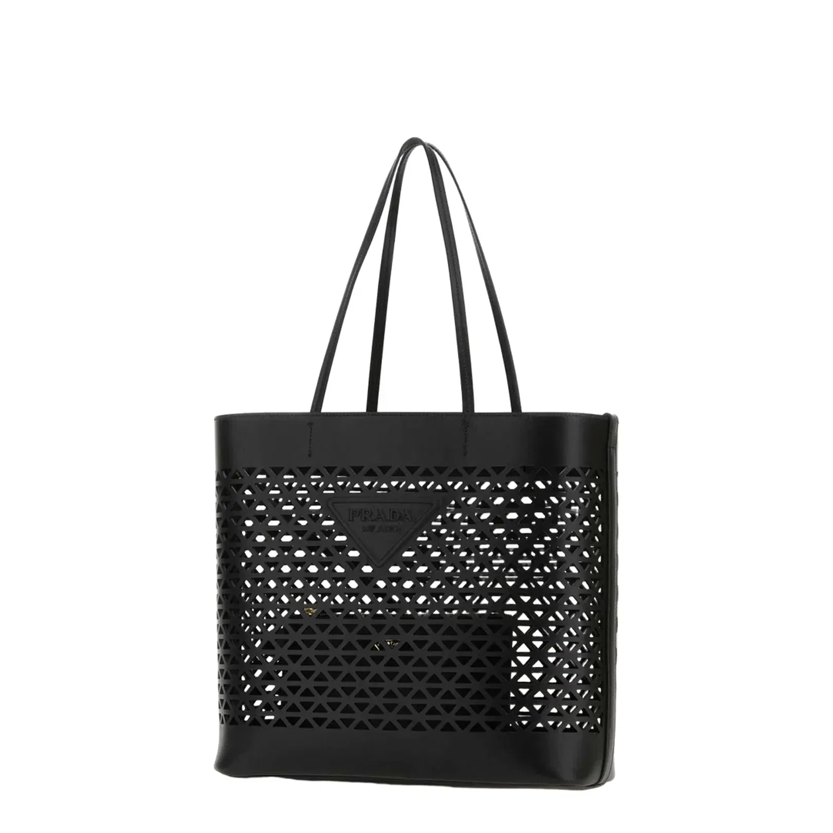 Elegant Black Leather Shopping Bag