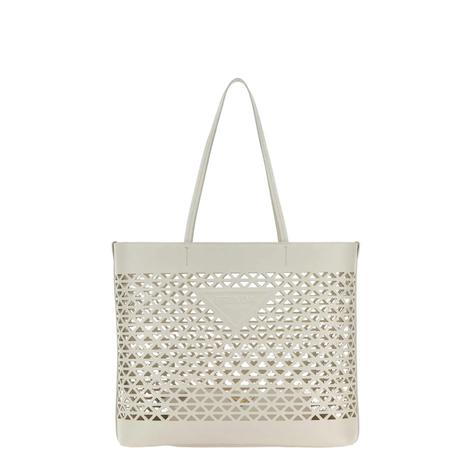 White Leather Shopping Bag