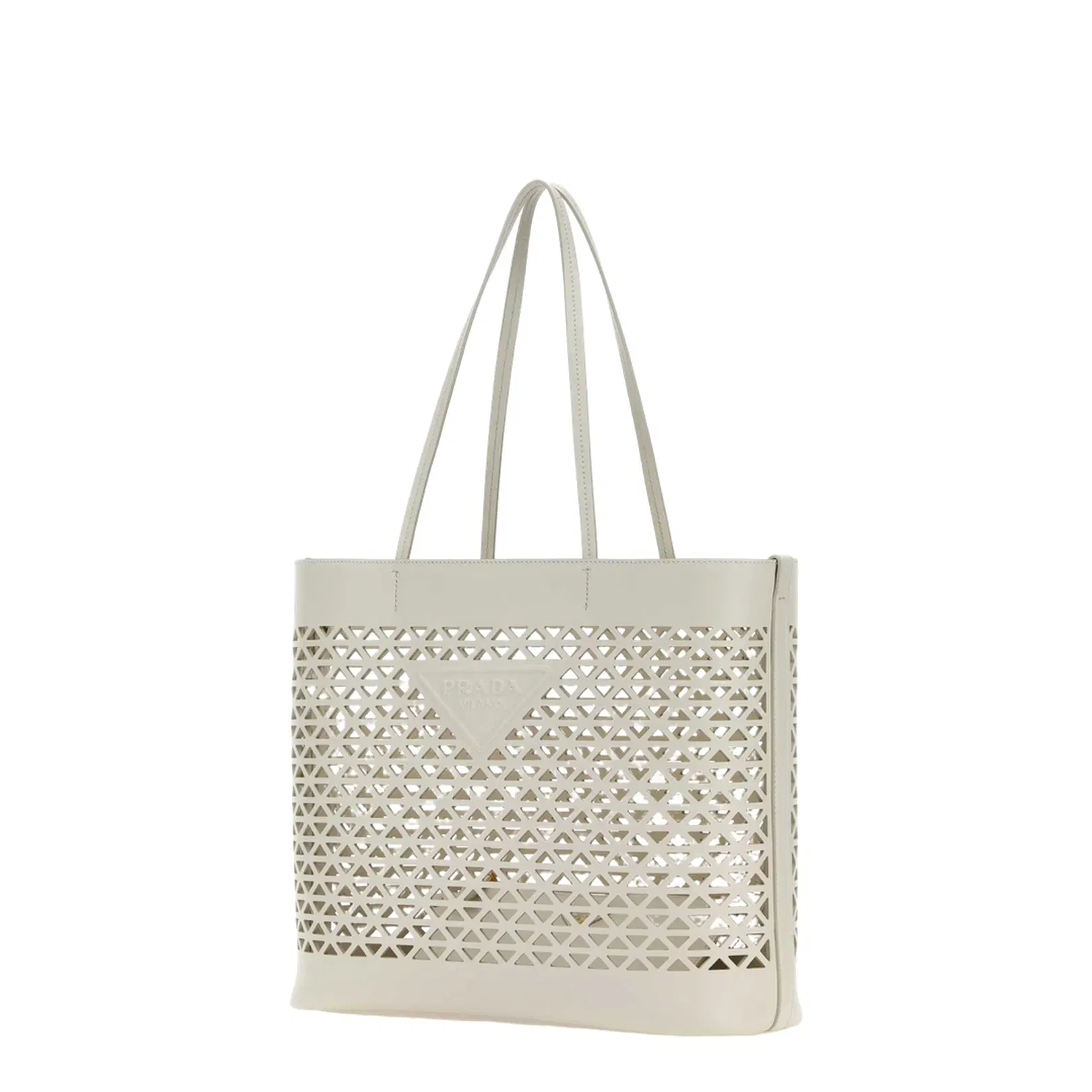 White Leather Shopping Bag