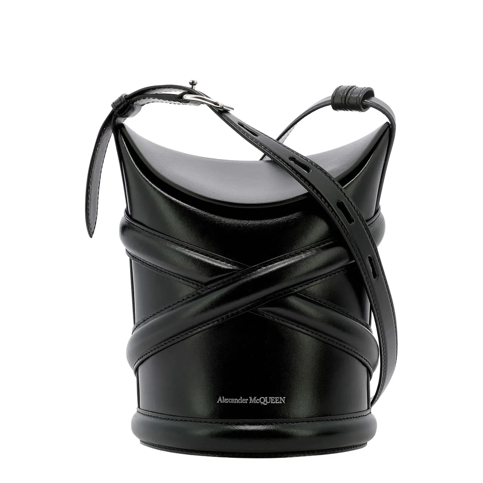 Black Leather The Curve Bucket Bag