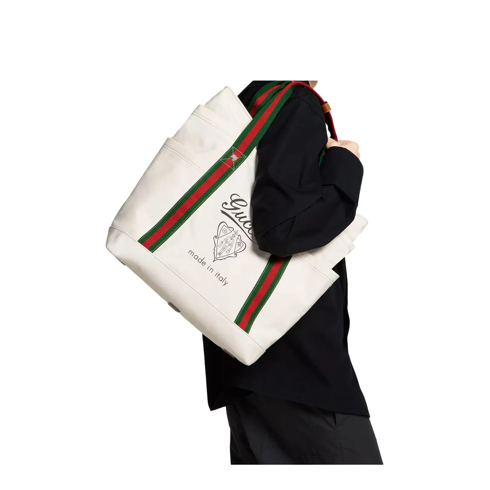 Large Canvas Printed Canvas Tote Bag - White