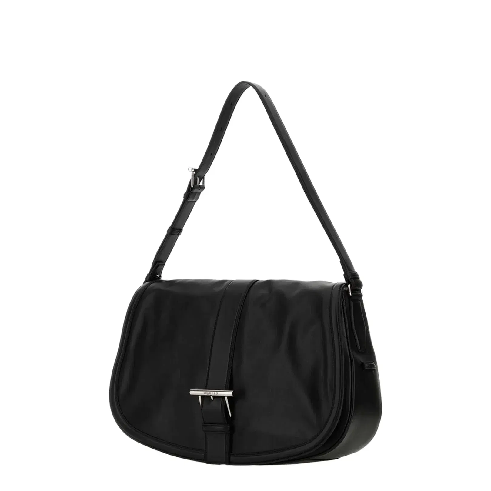 Black Leather Maxi Satchel Shoulder Bag