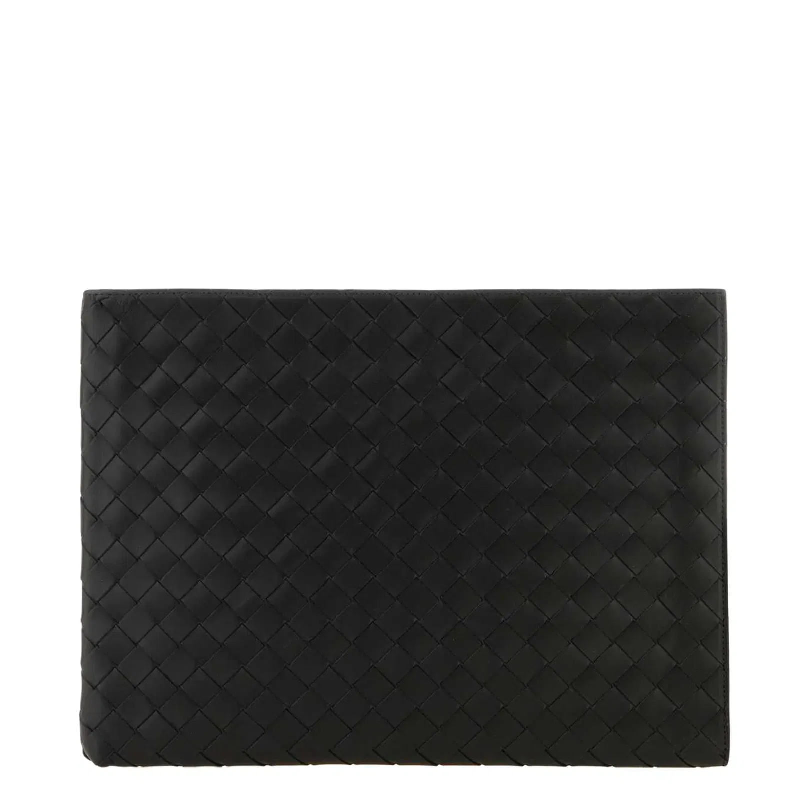 Intrecciato Flat Leather Pouch - Black