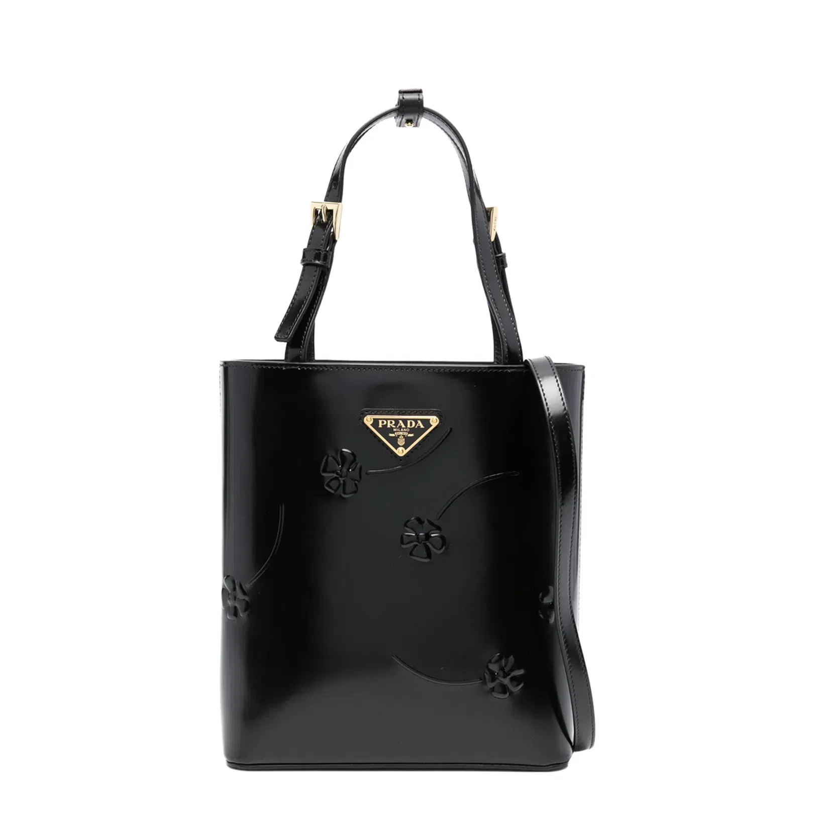 Floral-Embellished Leather Tote Bag