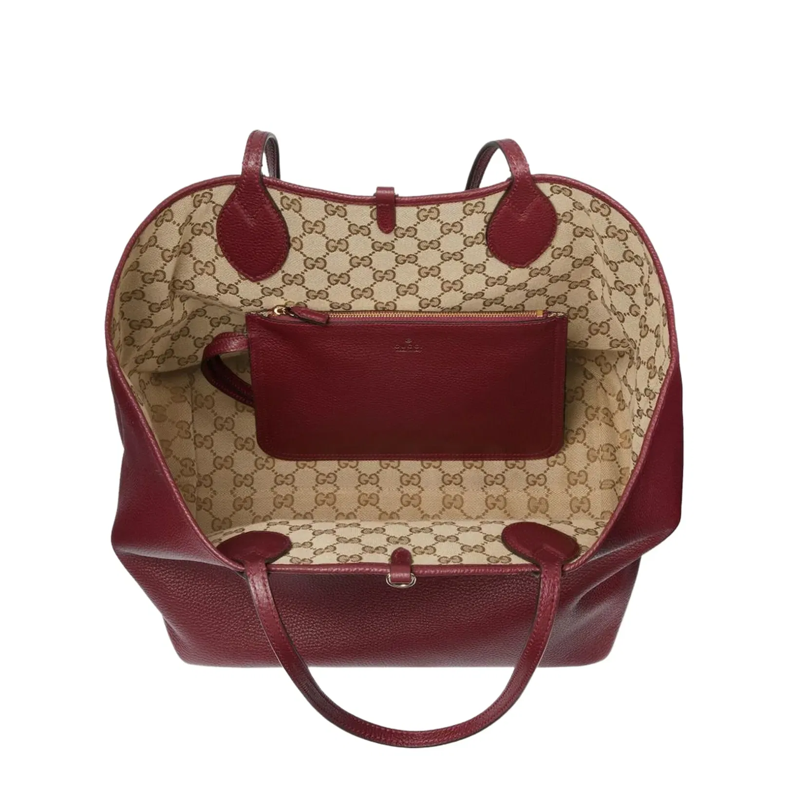 Totissima Large Leather Tote Bags - Burgundy