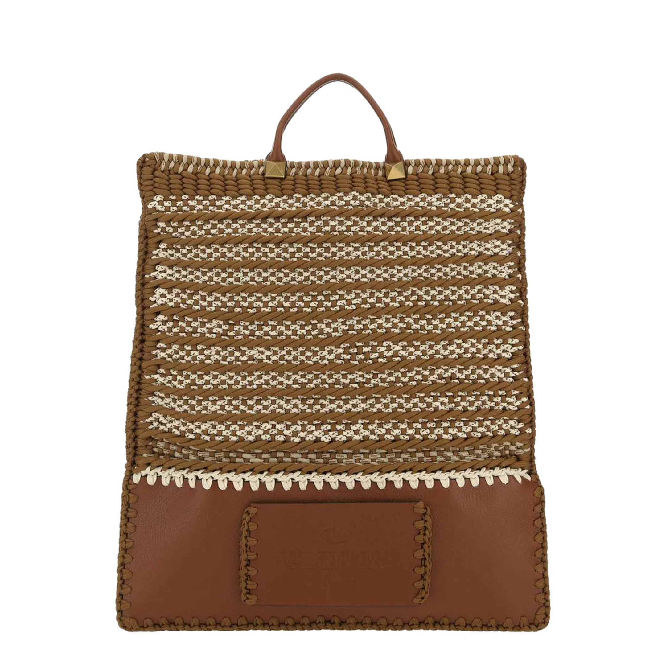 Multicolor Crochet and Leather Shopping Bag