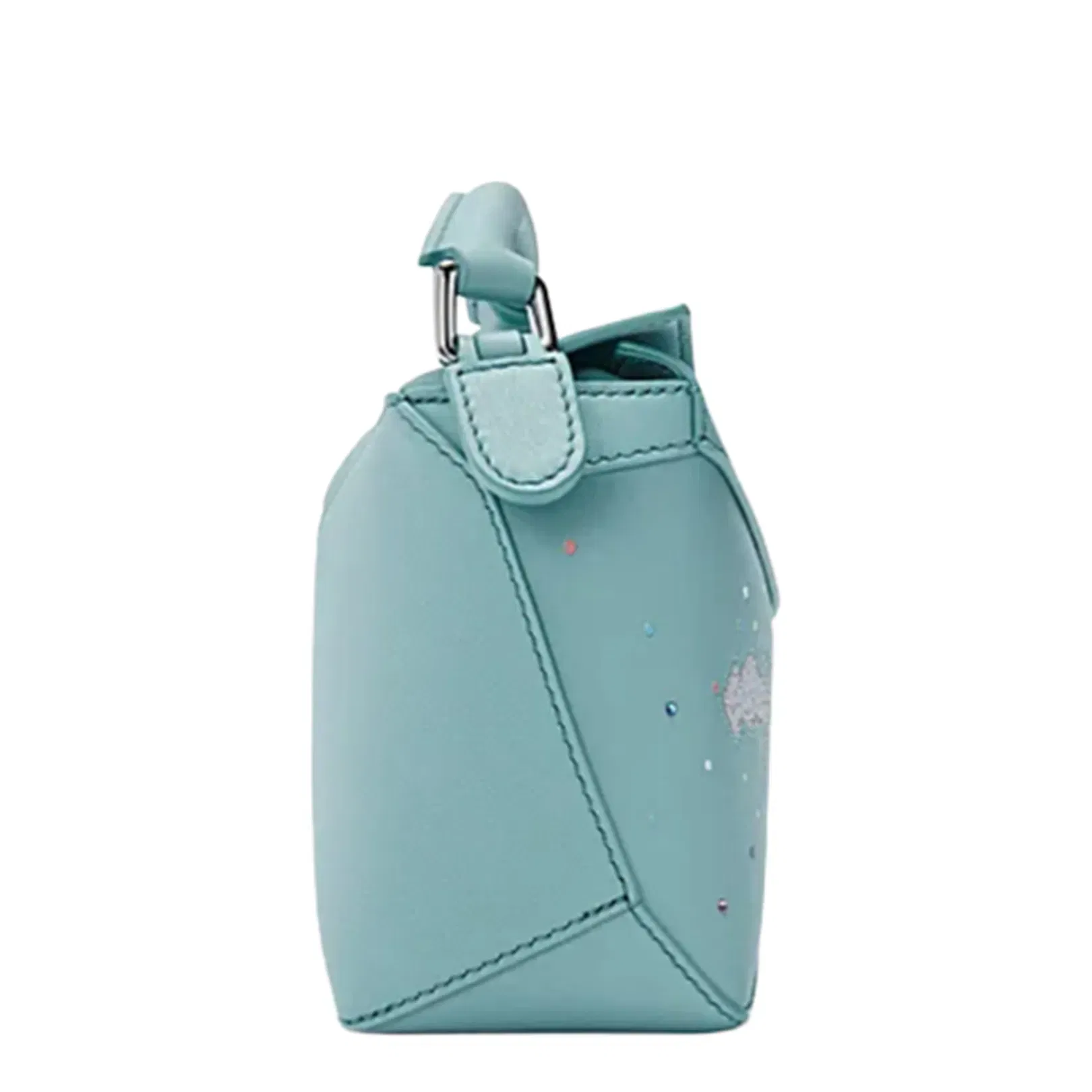 Puzzle Mini Leather Shoulder Bags - Light Blue