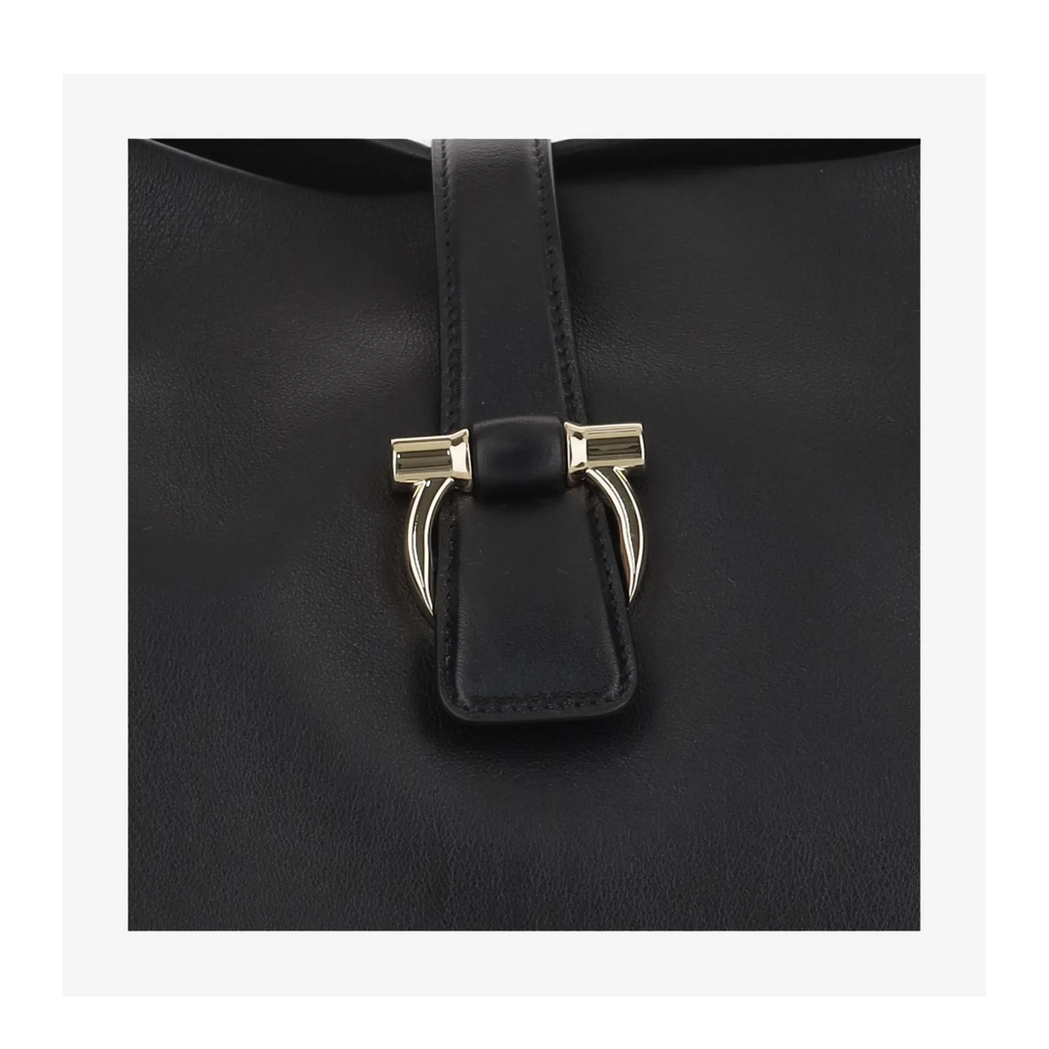 Smooth Black Leather Tote Bag