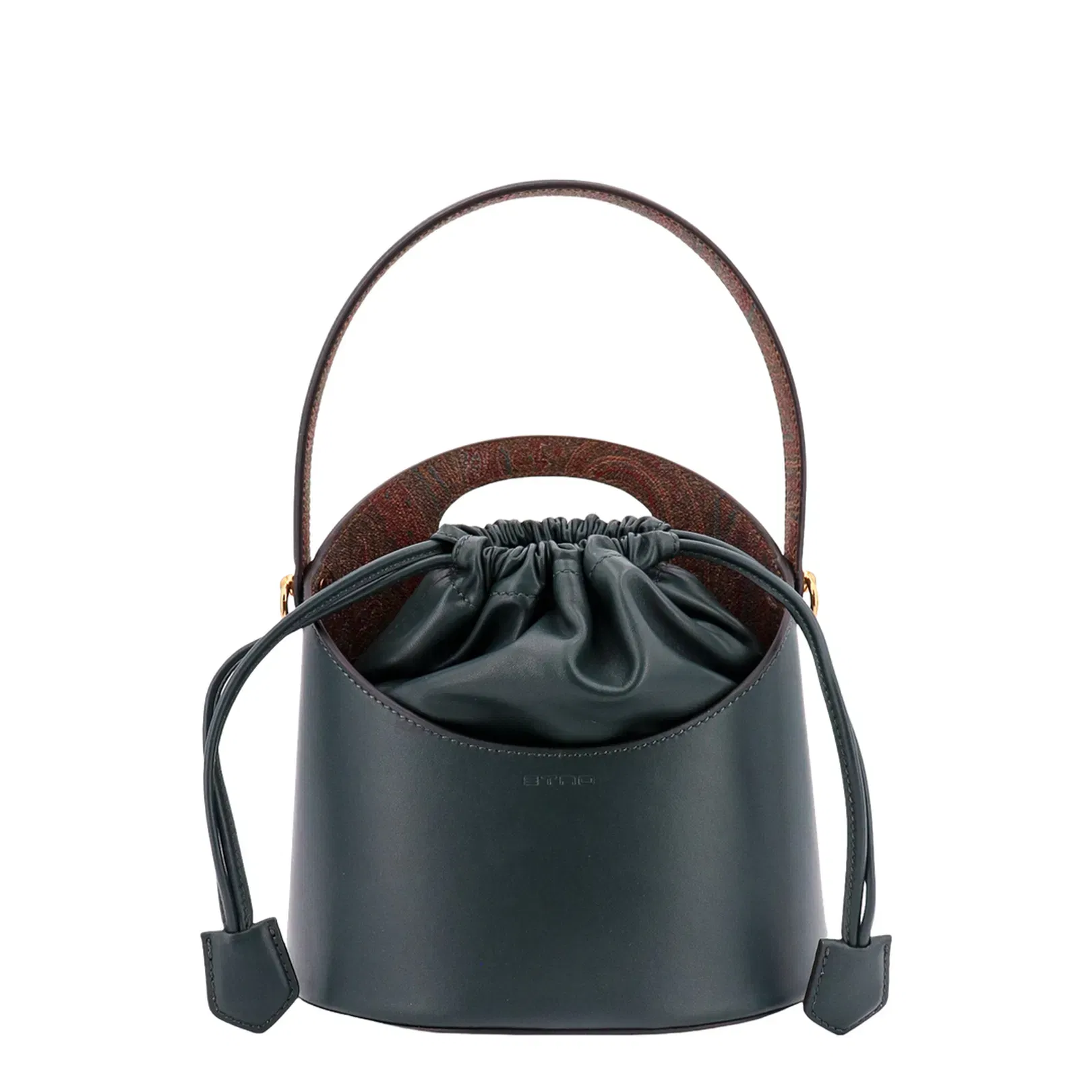 Elegant Green Leather Bucket Bag
