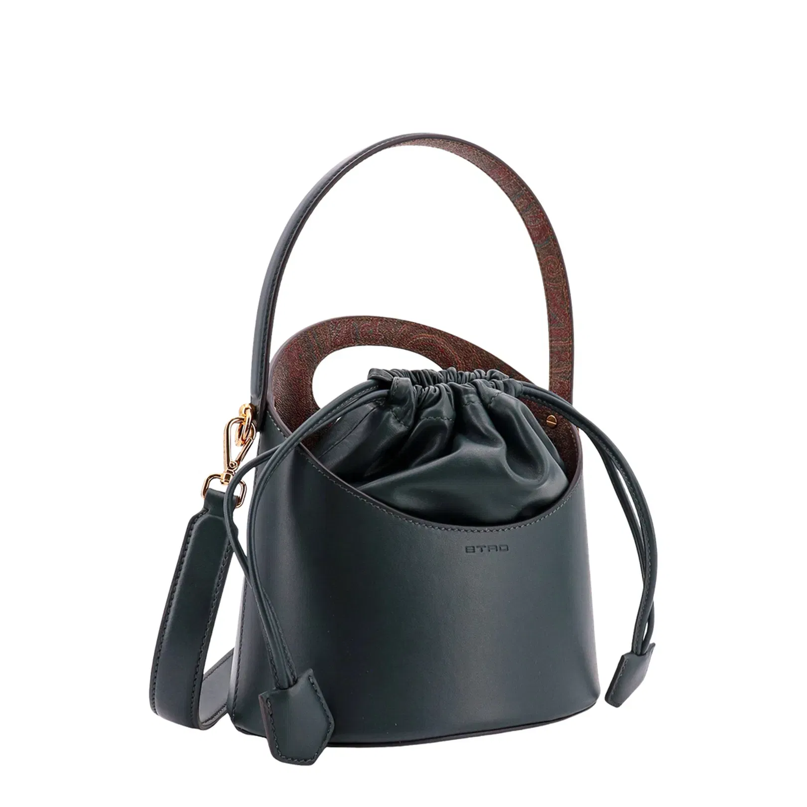 Elegant Green Leather Bucket Bag