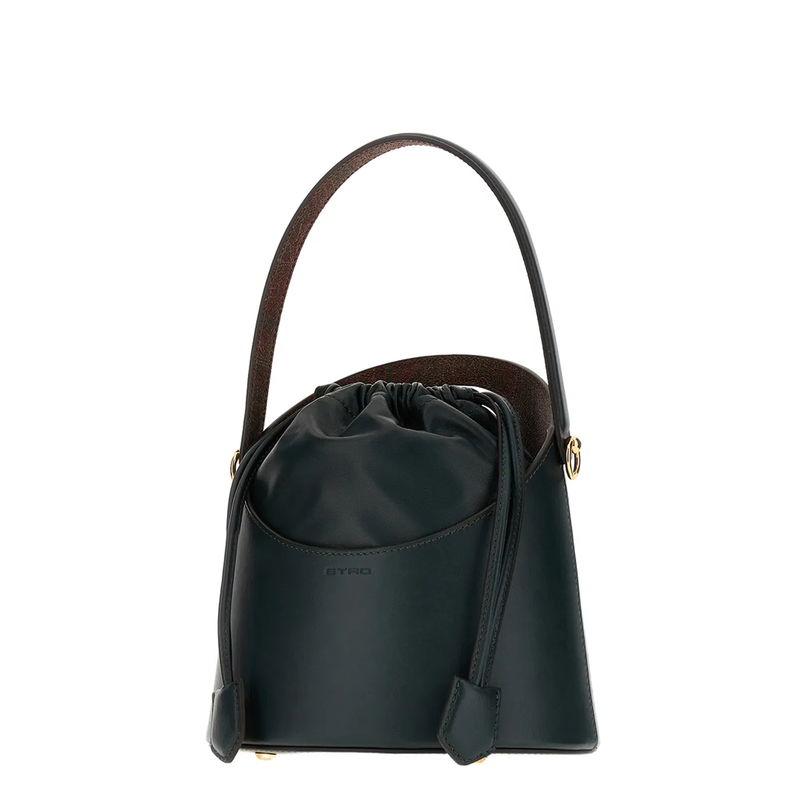 Elegant Green Leather Bucket Bag