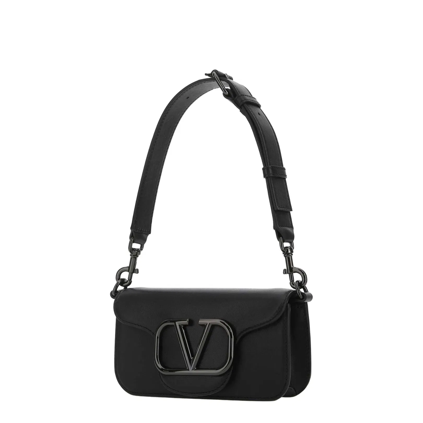 Black Leather Locò Shoulder Bag