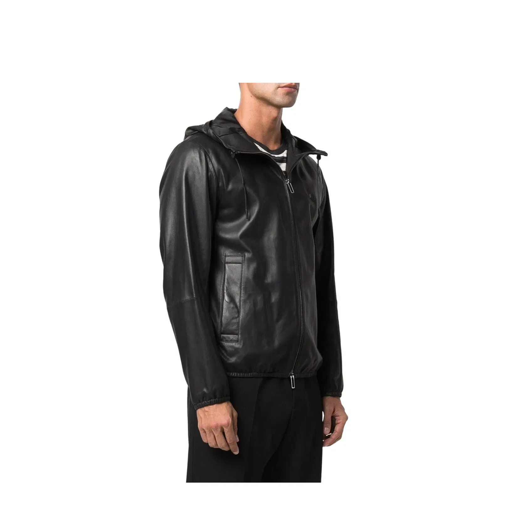 Black Lambskin Hooded Jacket