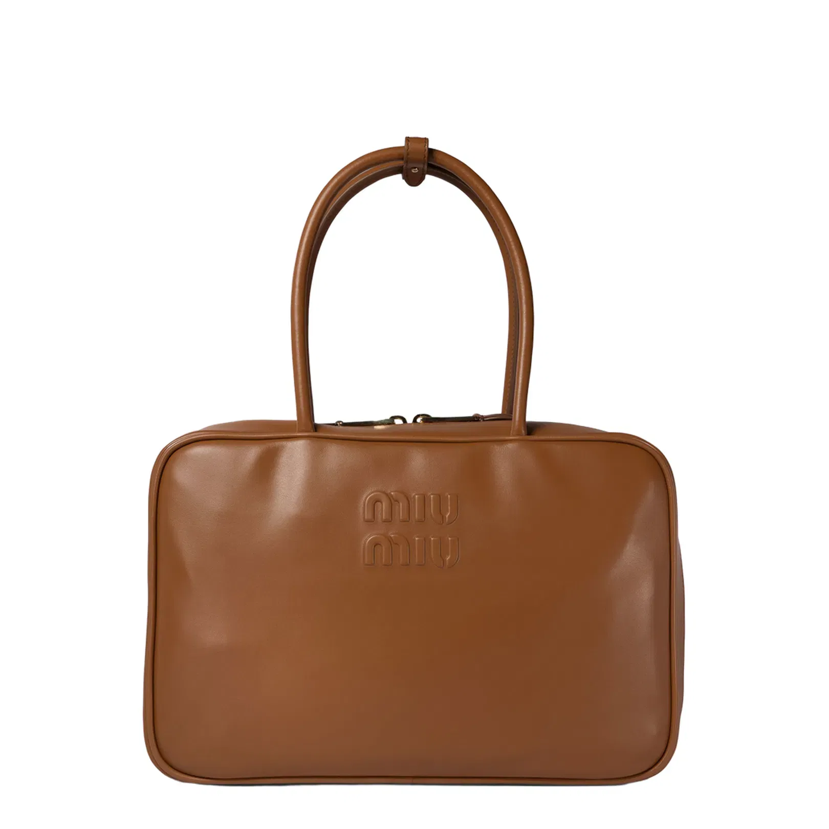 Beau Large Leather Handbag - Cognac
