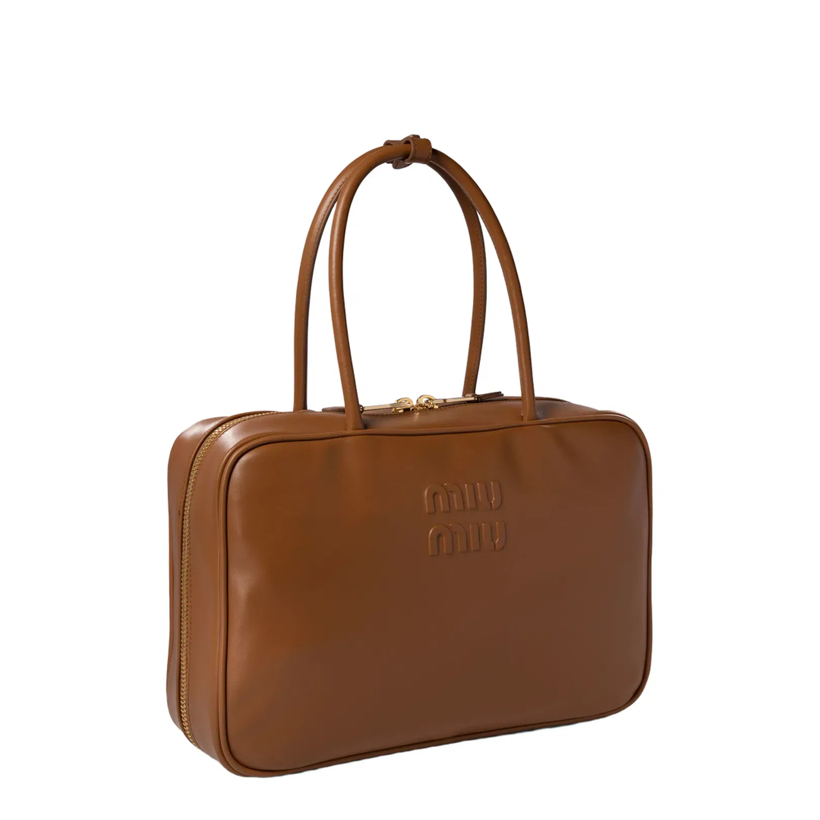 Beau Large Leather Handbag - Cognac