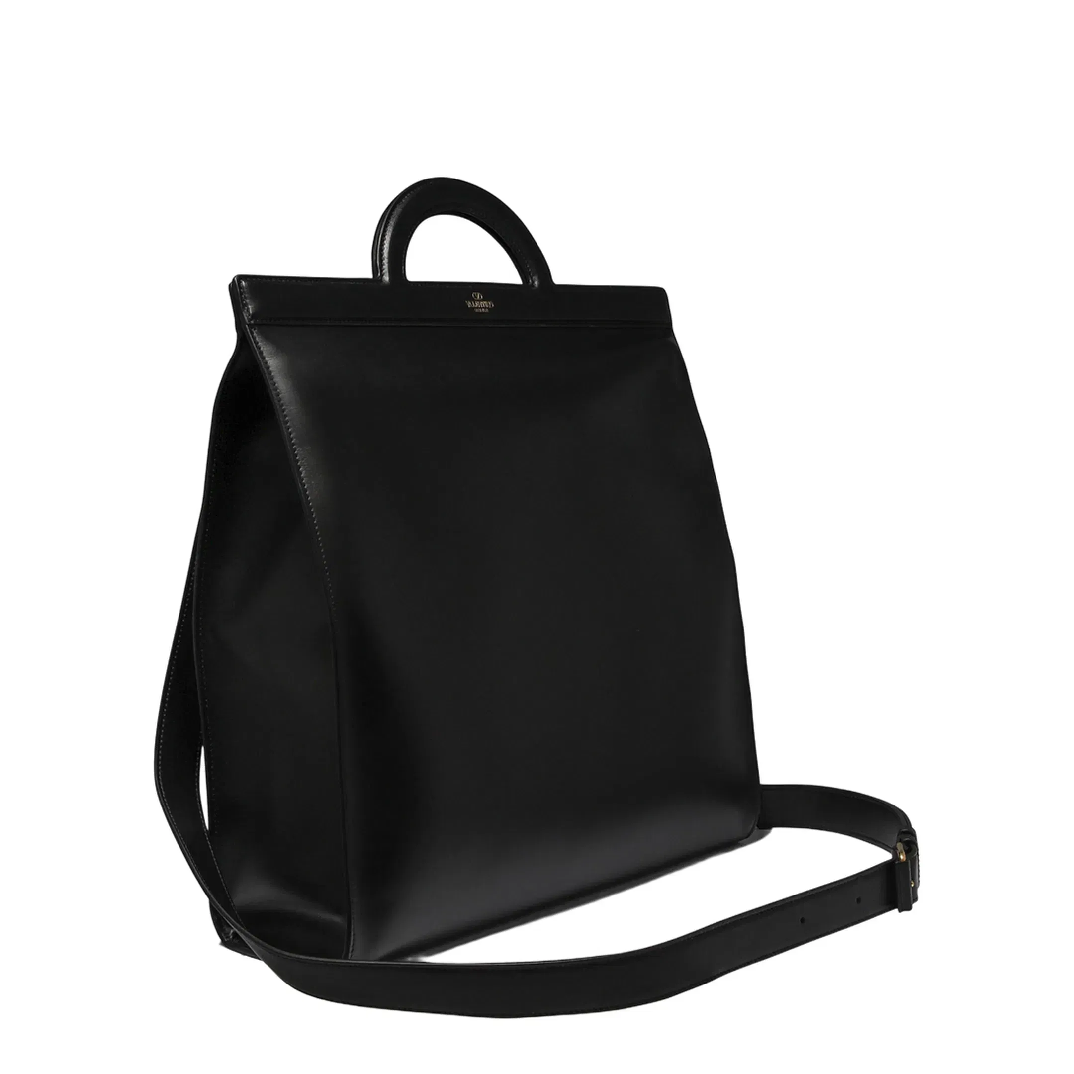 Leather Handbag with Frontal Logo Print