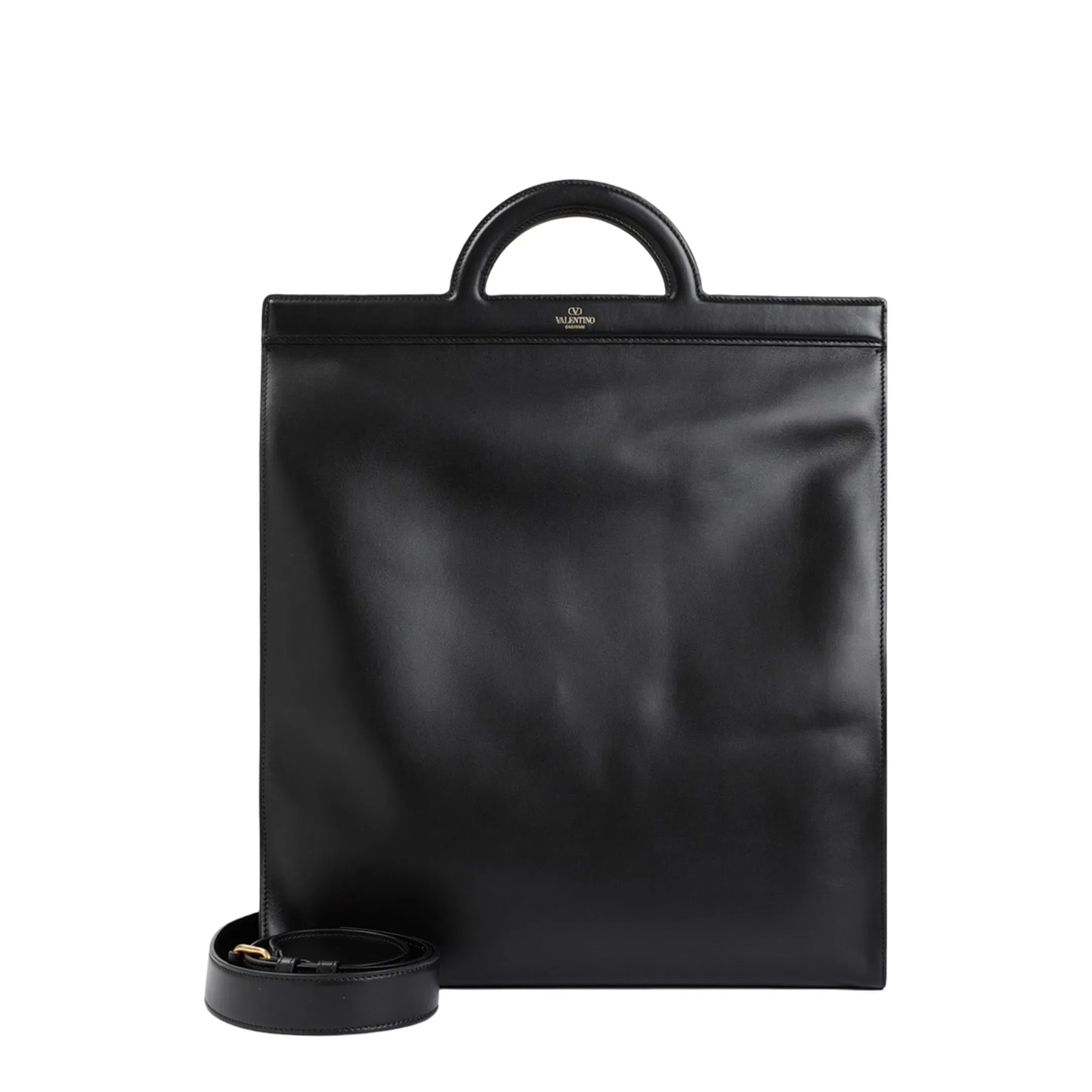 Garavani Leather Handbag with Frontal Logo Print