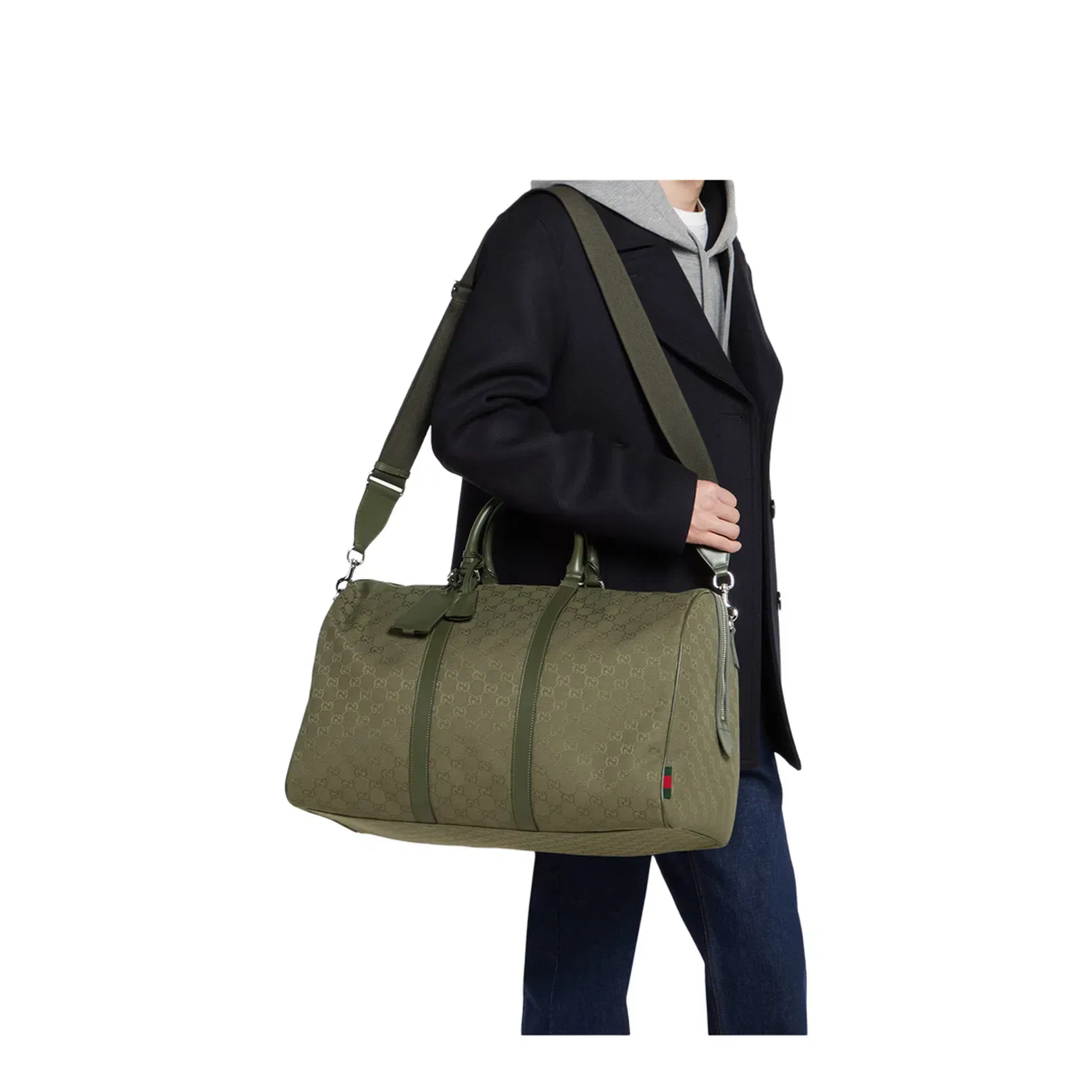 GG Canvas Large Duffle Bag Forest Green