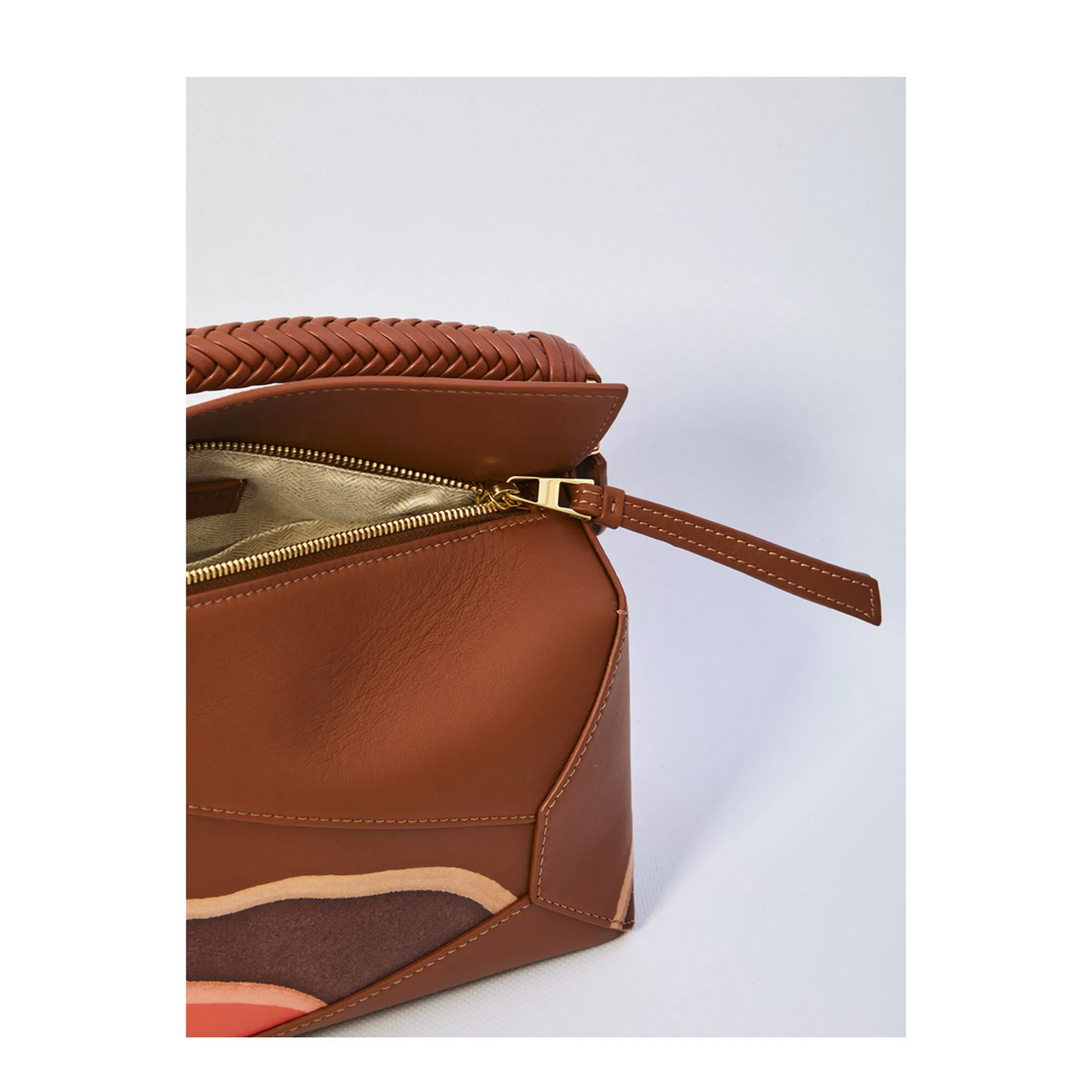 Puzzle Small Calfskin Shoulder Bags - Pecan/Parrot Pink