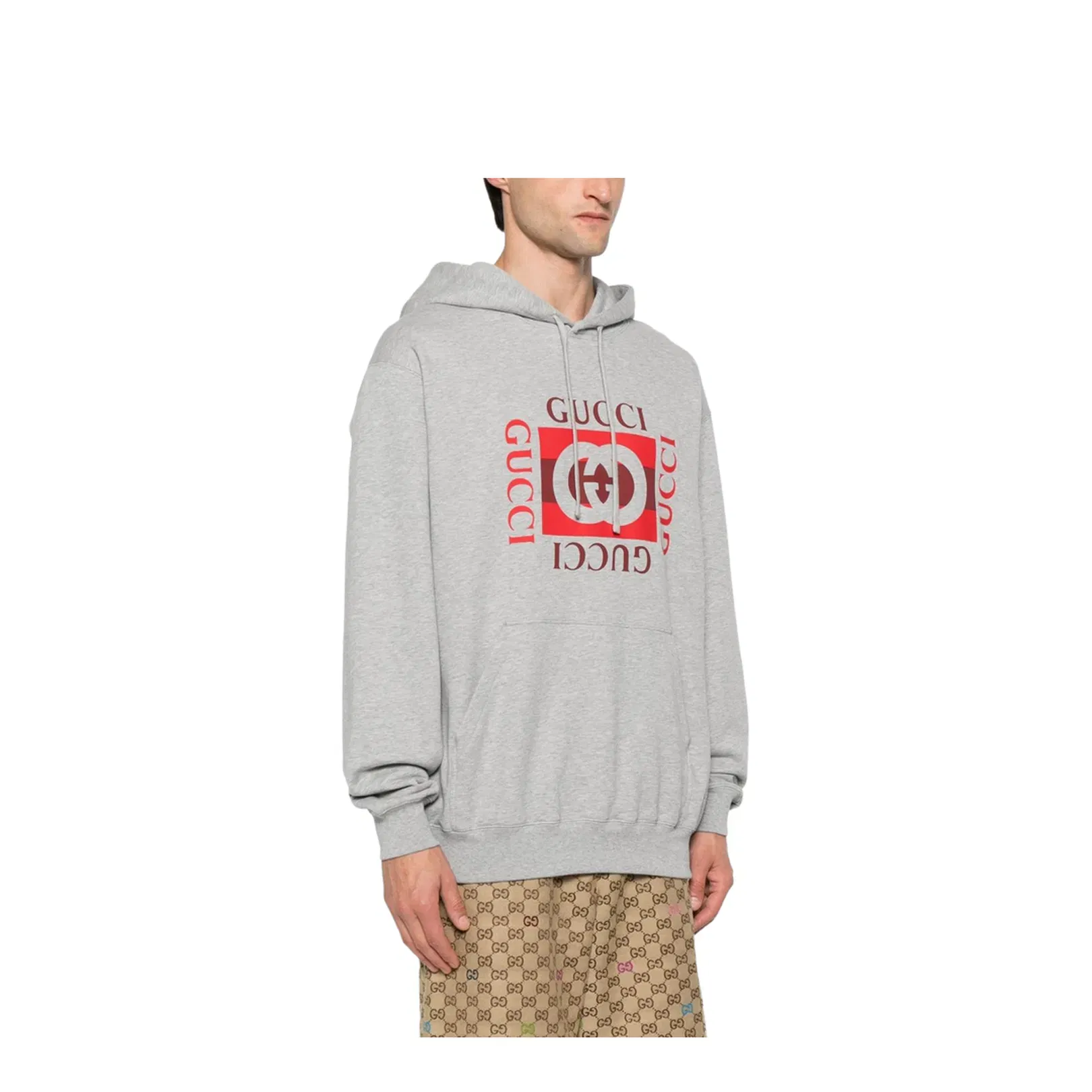 Printed Cotton Jersey Sweatshirt in Grey Mélange