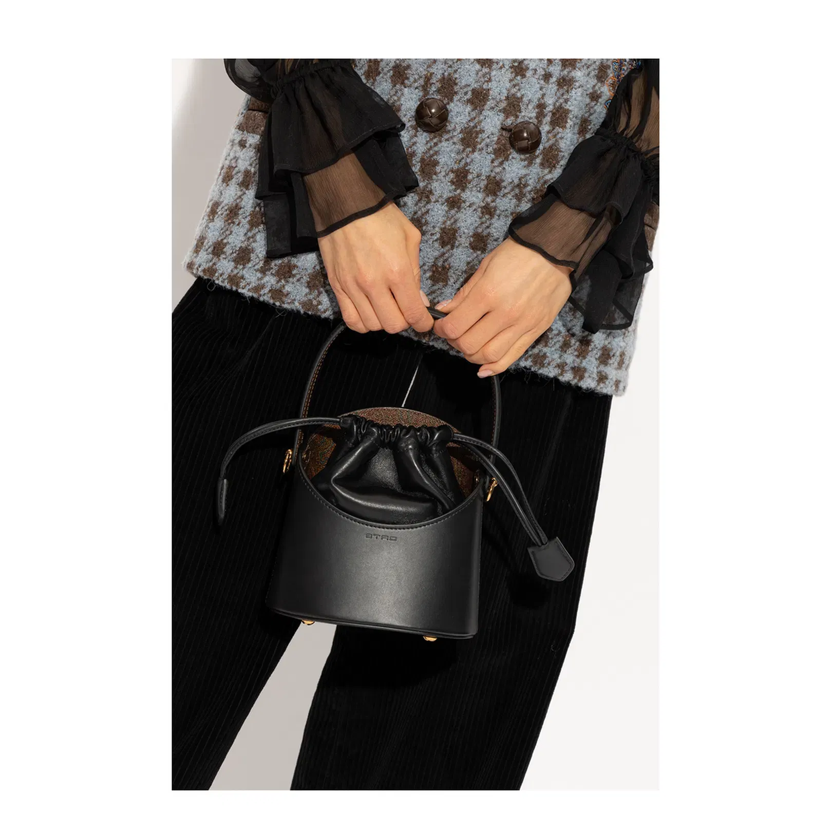 Saturno Small Bucket Bag Black