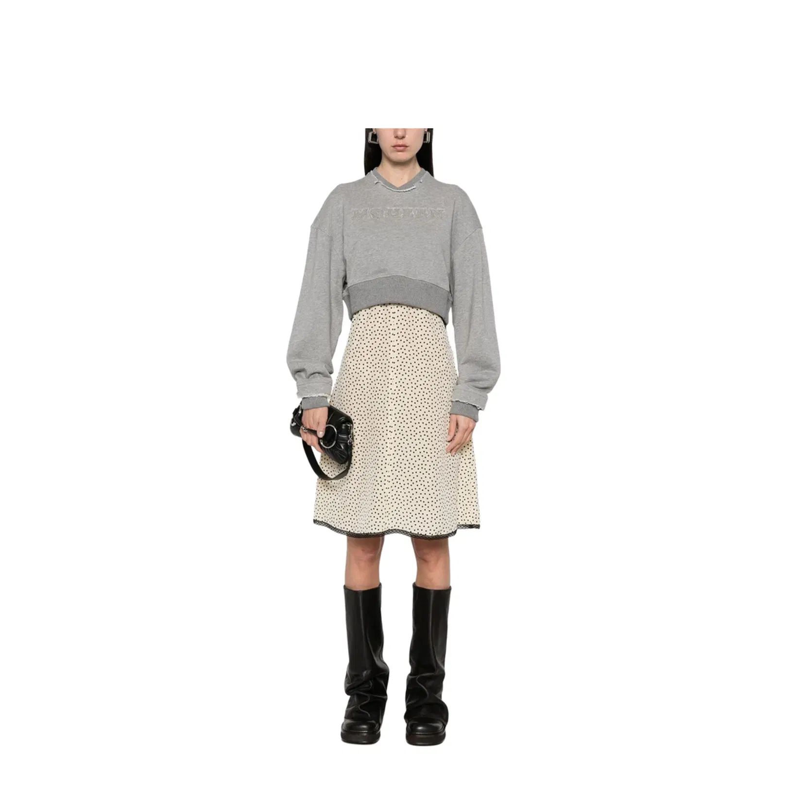 Logo Cotton Cropped Sweatshirt
