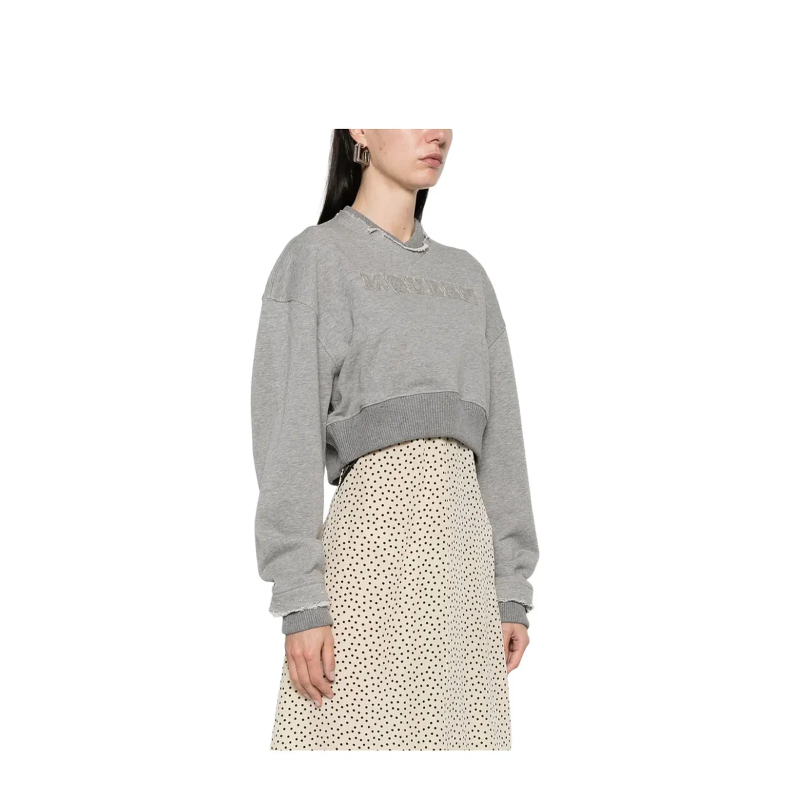 Logo Cotton Cropped Sweatshirt