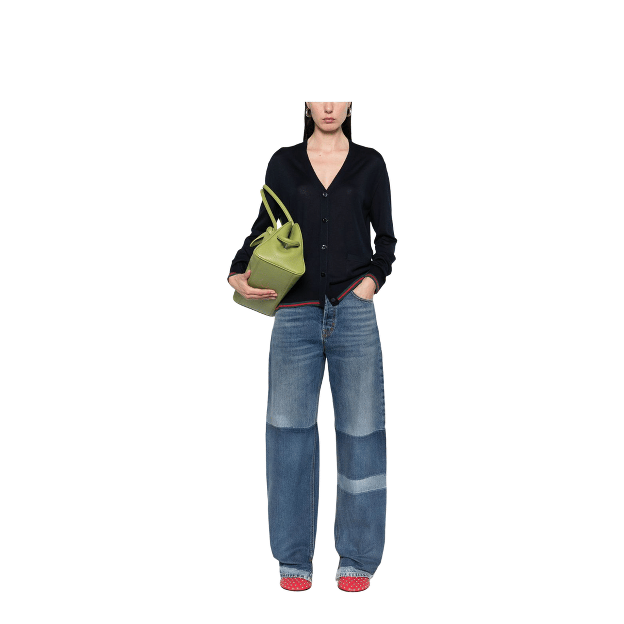 Two-toned denim pant in light blue