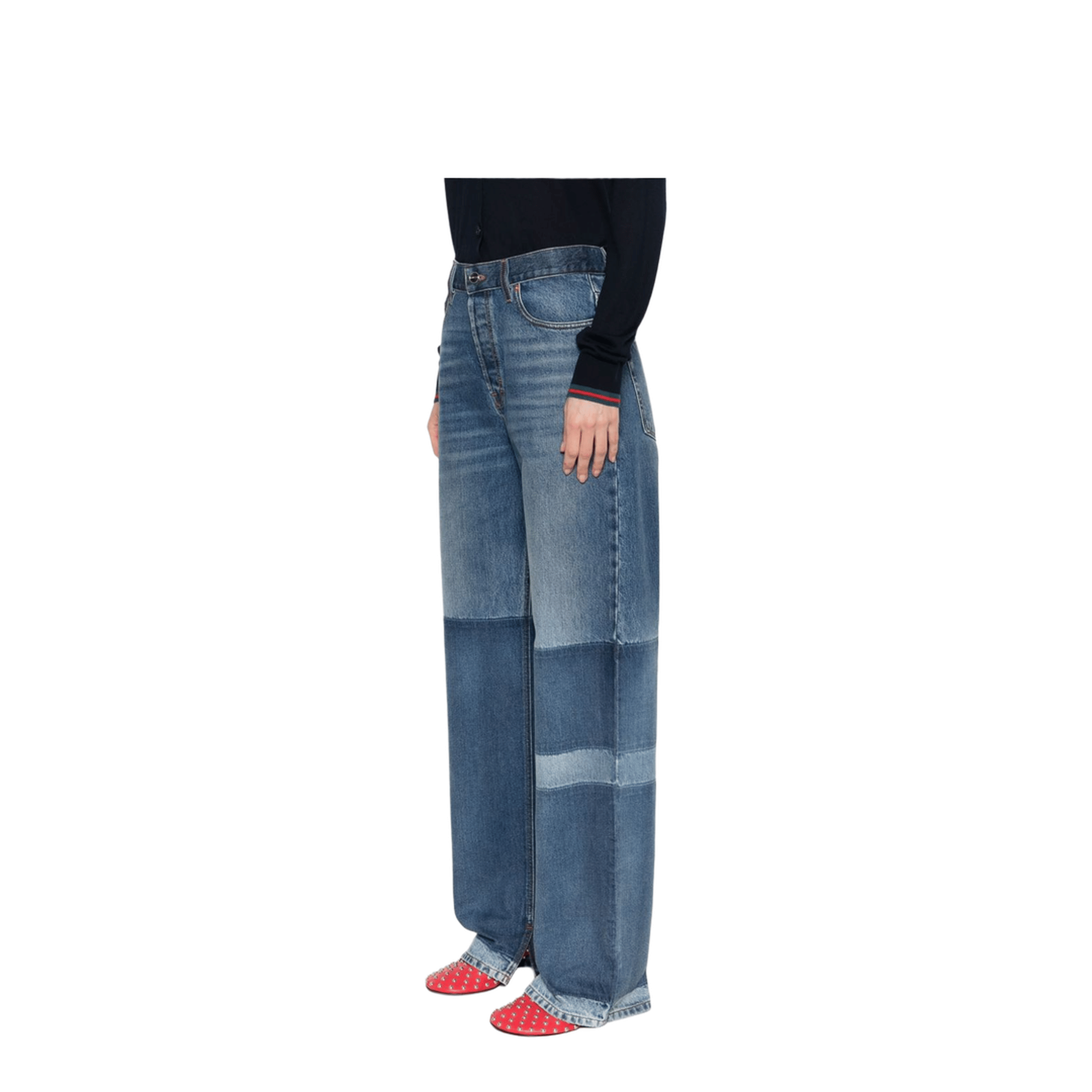 Two-toned denim pant in light blue