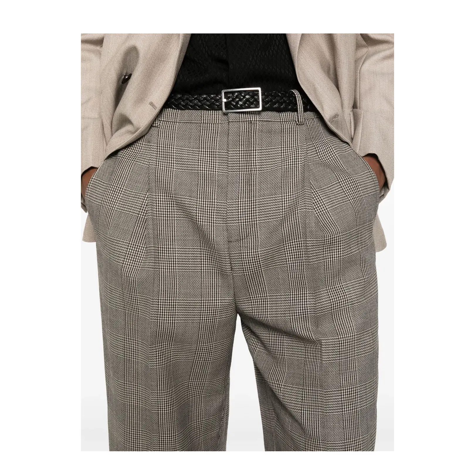 High-Waisted Pants in Prince of Wales Wool