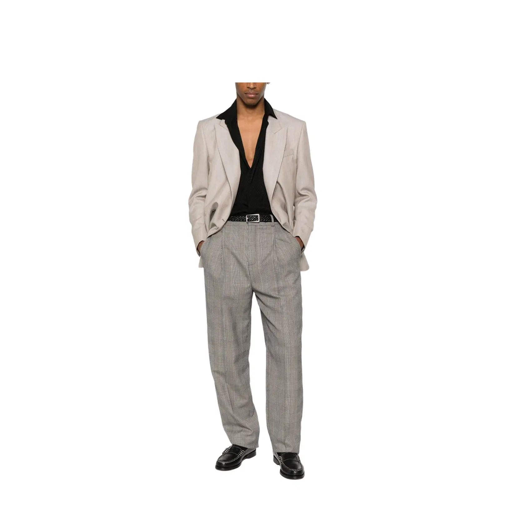 High-Waisted Pants in Prince of Wales Wool