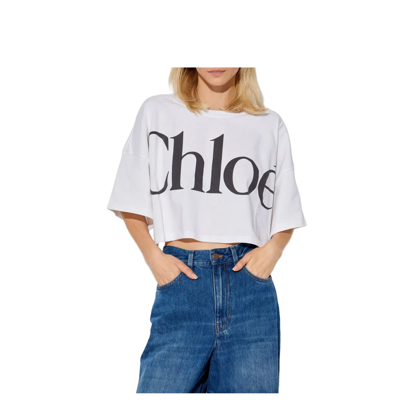 Cropped Boxy Logo T-Shirt in Cotton Jersey
