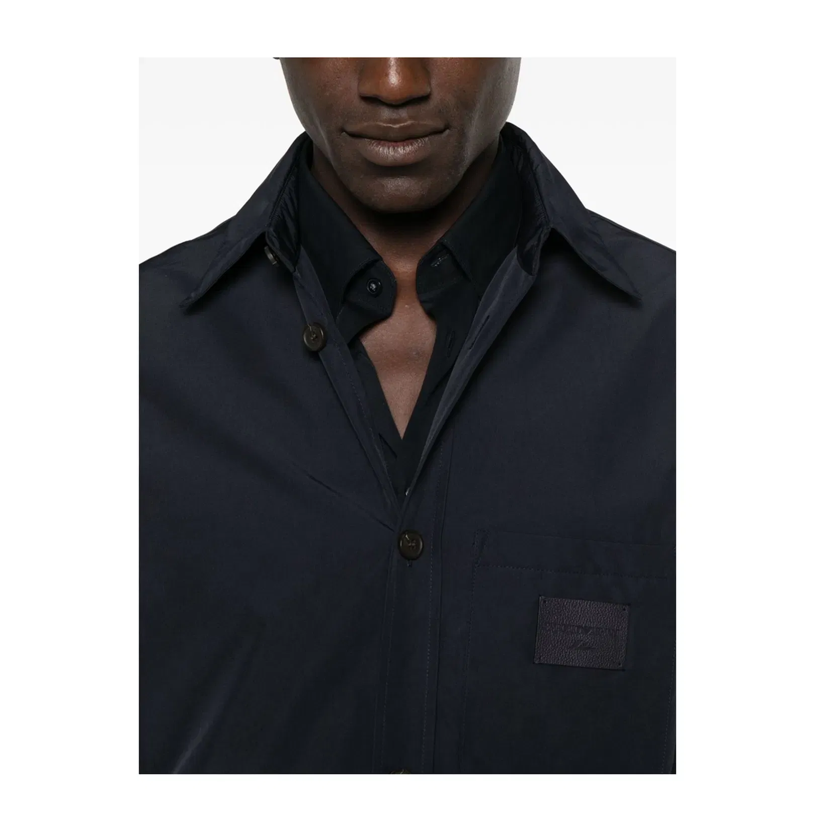 Nylon Shirt Jacket with Patch Pocket