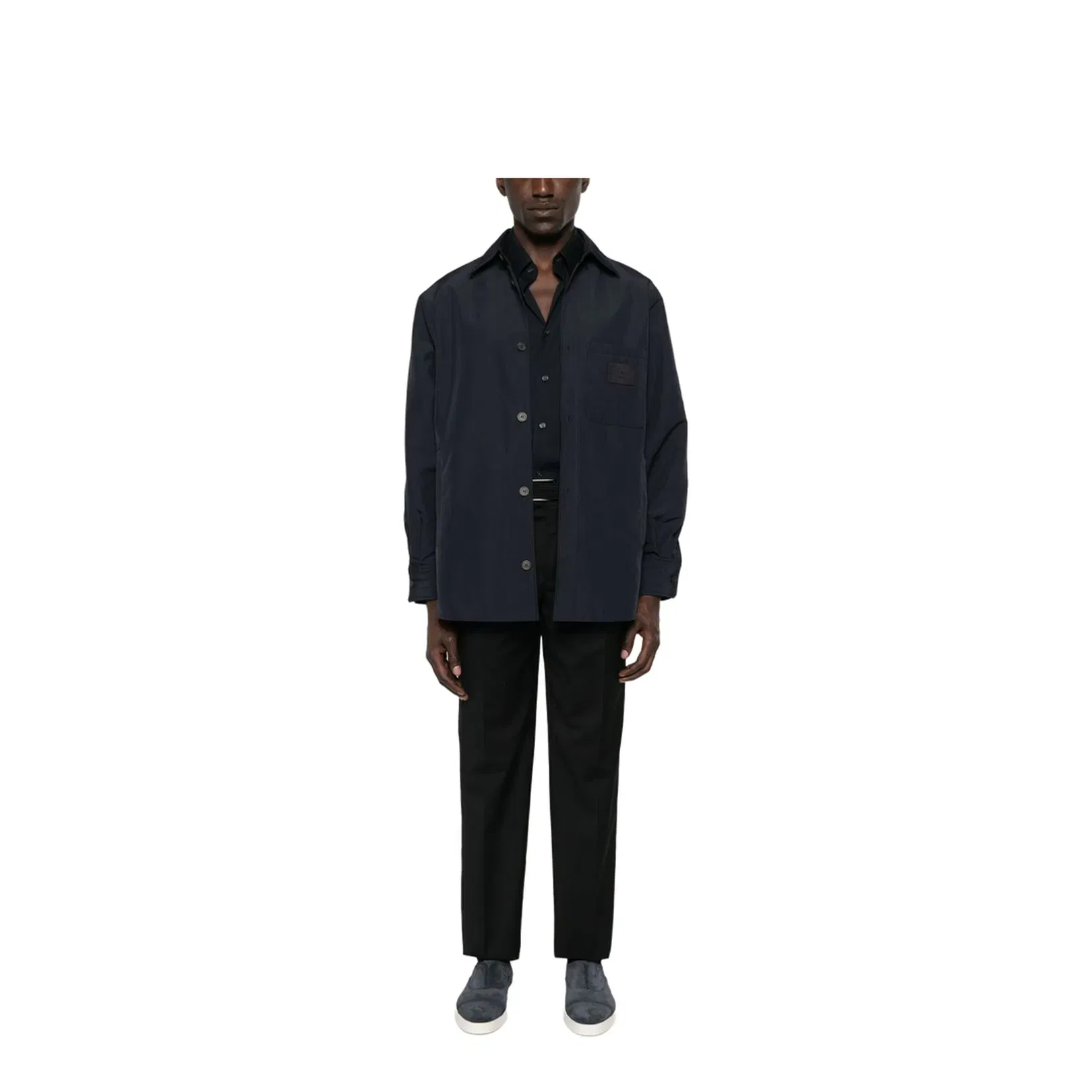 Nylon Shirt Jacket with Patch Pocket