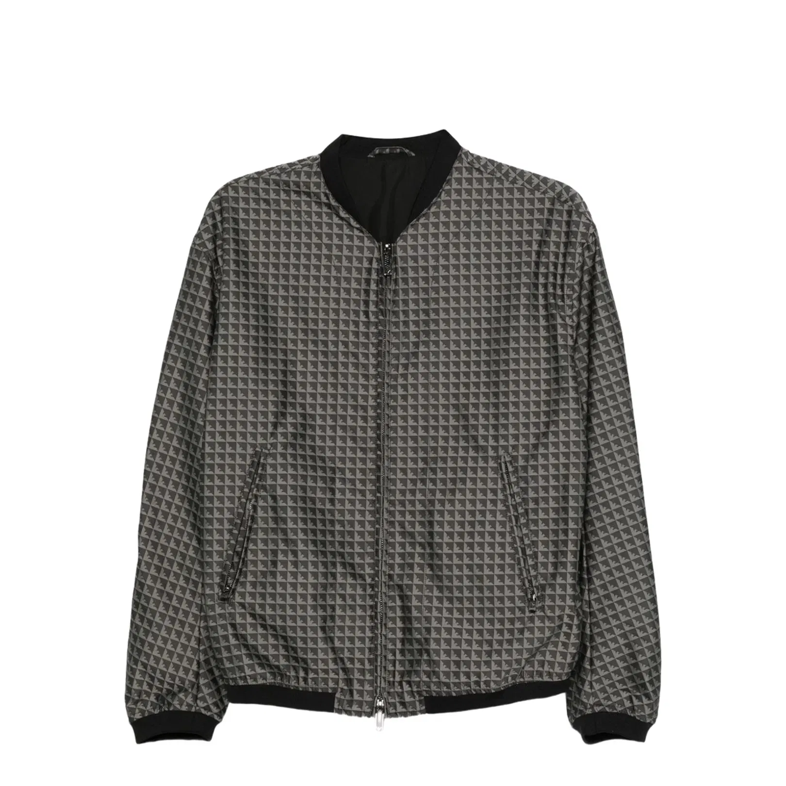 Blouson in Nylon Jacquard with Repeated Eagle Motif